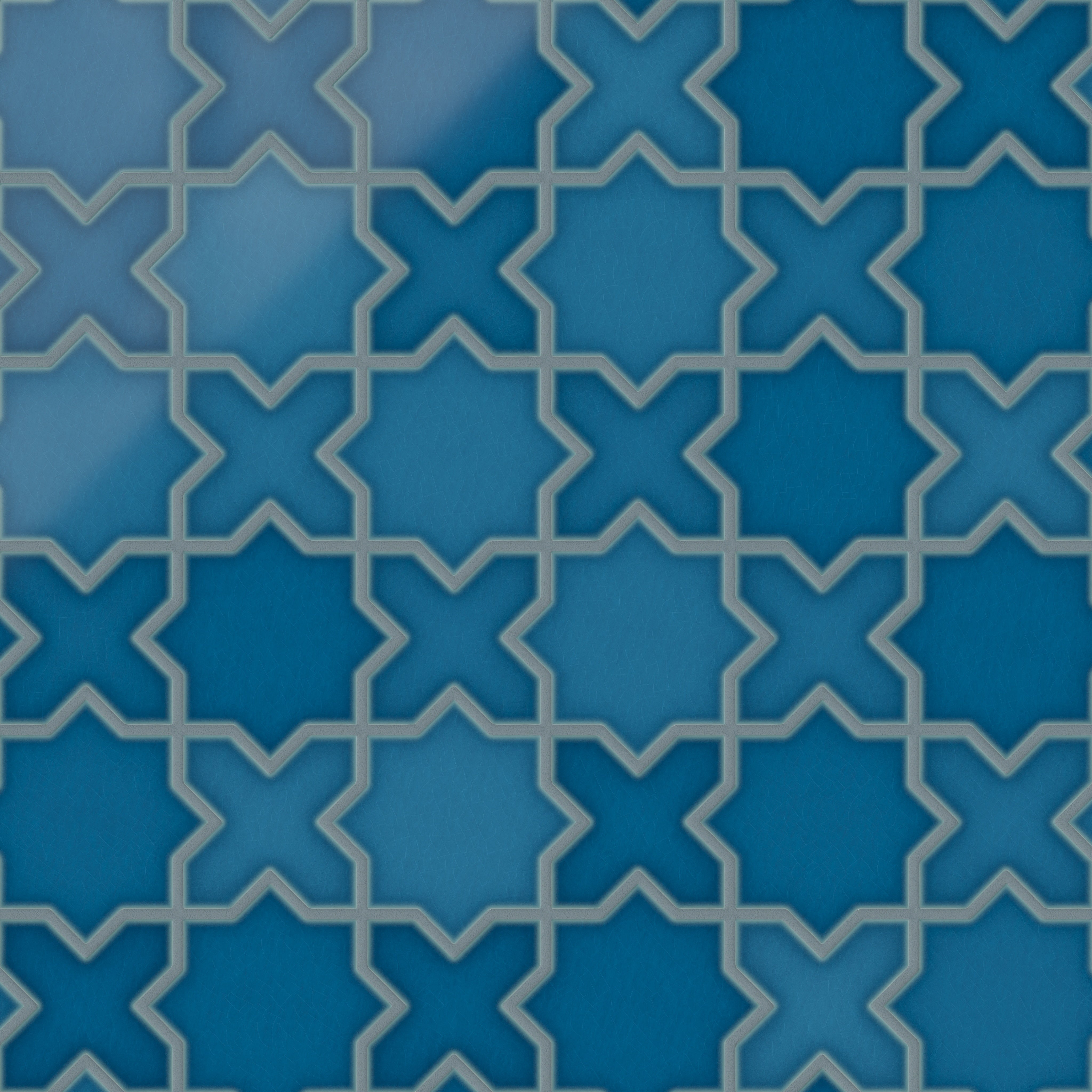 Mini Star & Cross Original Ceramic Tile in Adriatic Sea Gloss