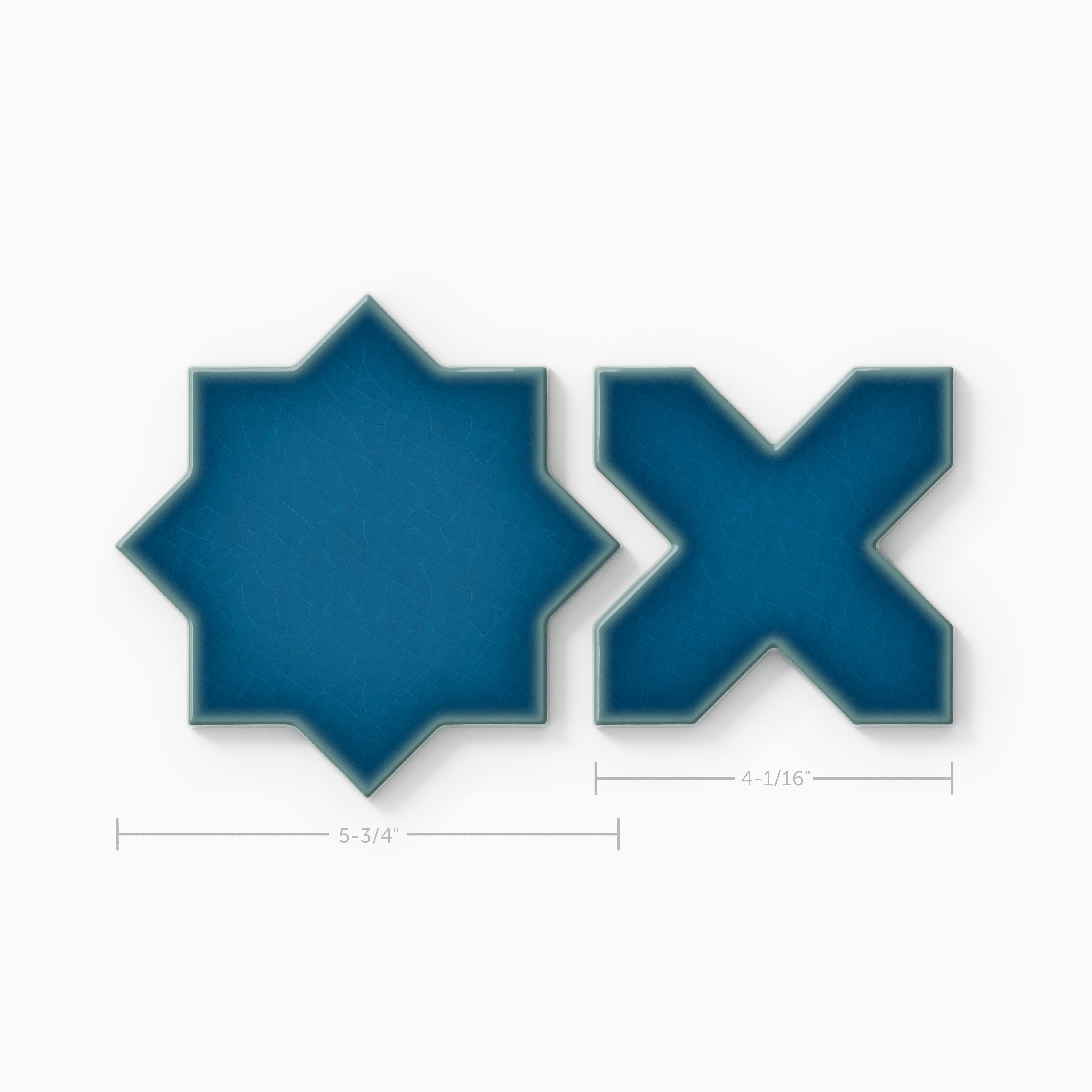 Mini Star & Cross Original Ceramic Tile in Adriatic Sea Gloss