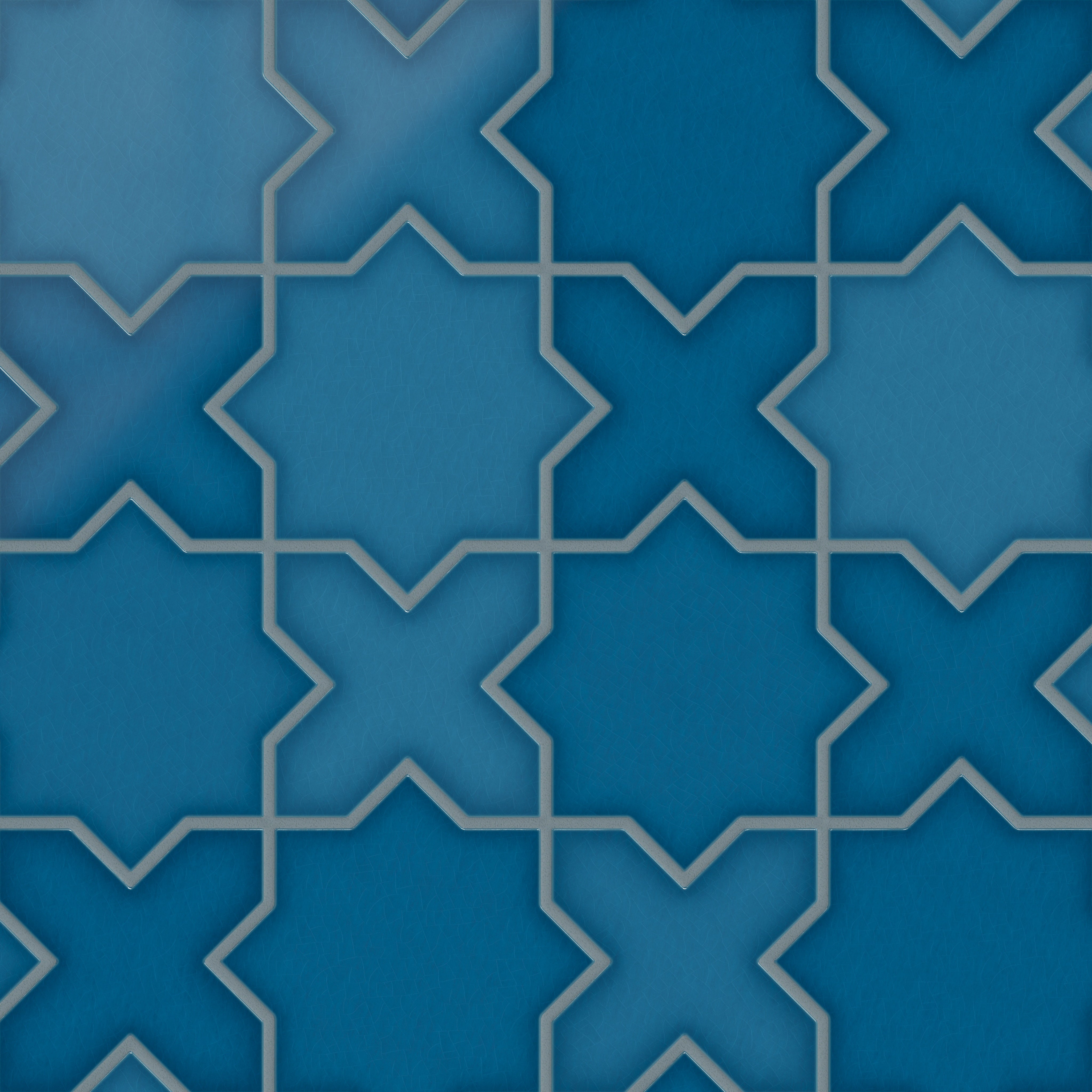 Star & Cross Original Ceramic Tile in Adriatic Sea Gloss