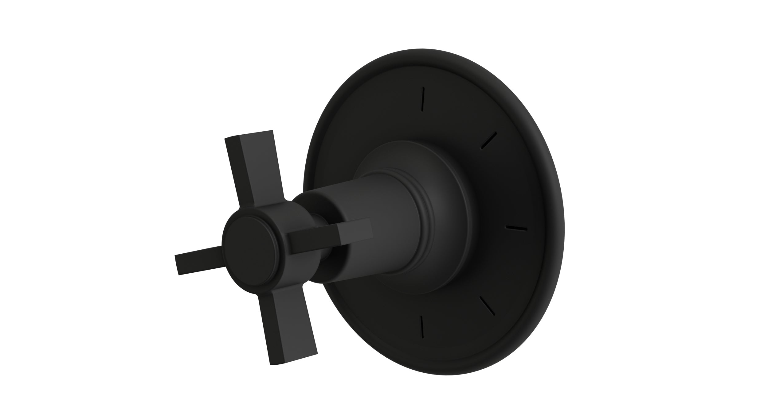 Emerson One Handle Wall Mount Shower Trim with Defined Cross Handle in Matte Black