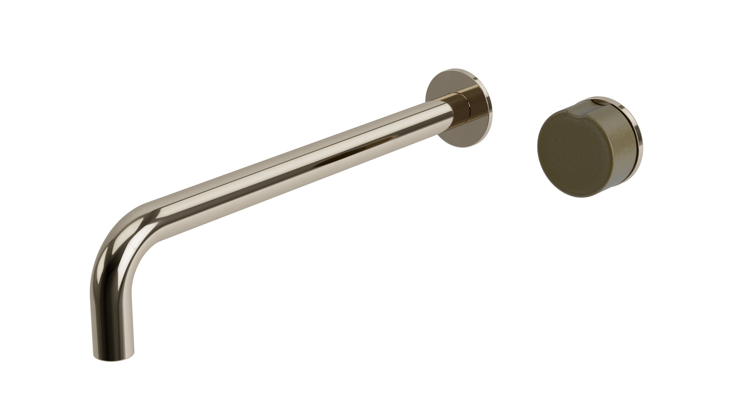 Foundry One Handle Wall Mount 12" Lavatory Faucet with Groove Ceramic Knob Handle in Polished Nickel