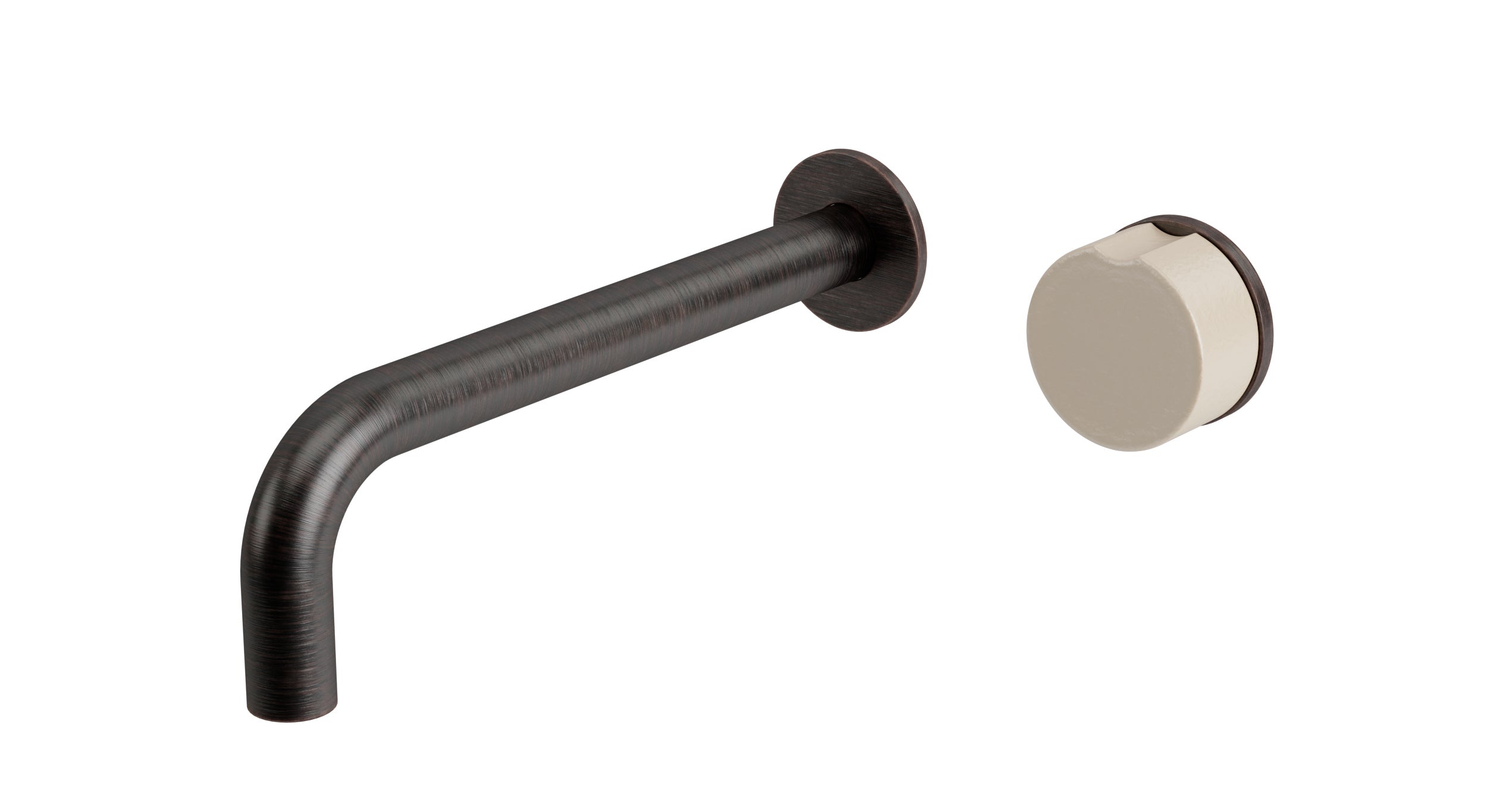 Foundry One Handle Wall Mount 7.5" Lavatory Faucet with Groove Ceramic Knob Handle in Antique Bronze