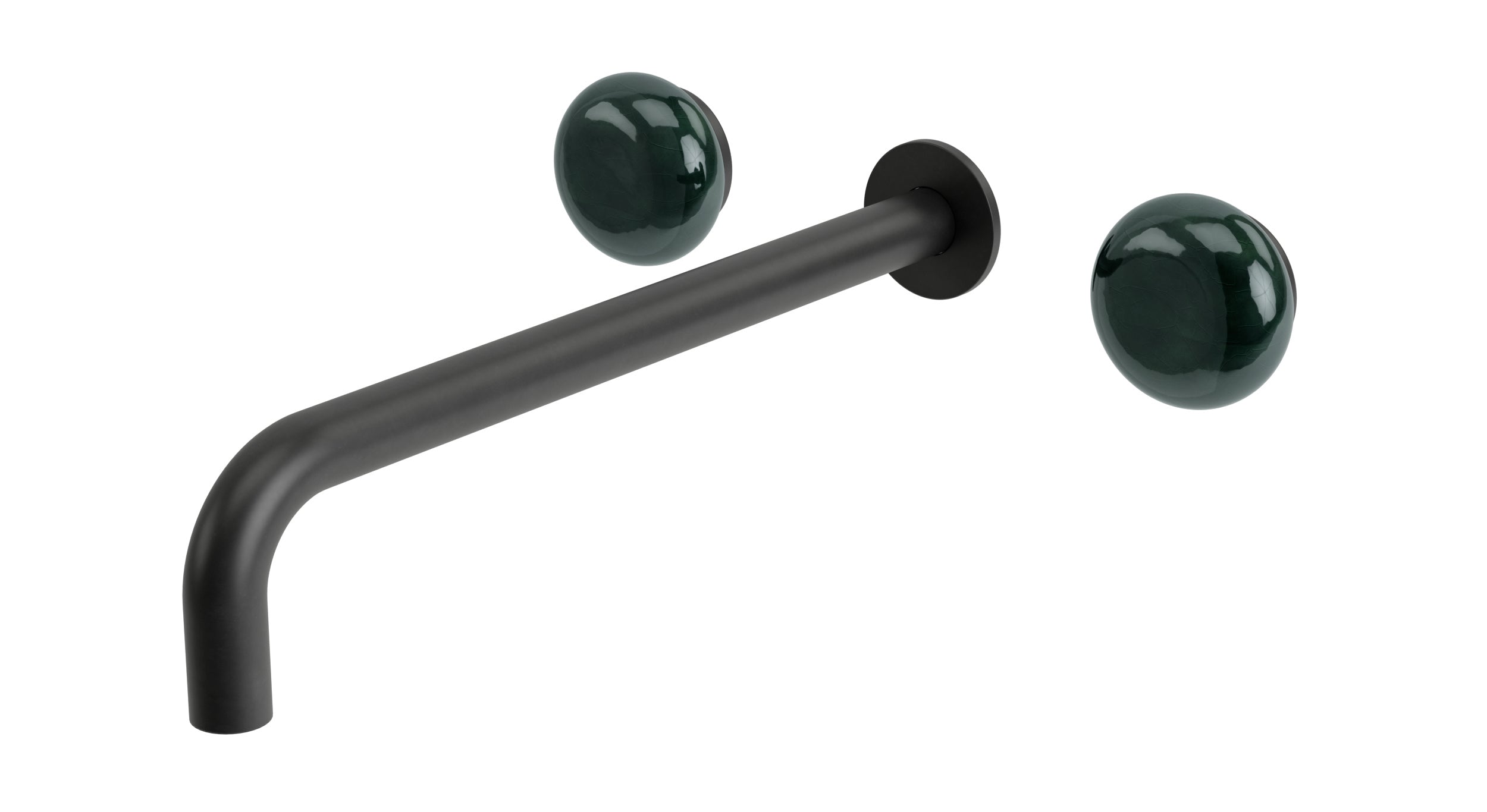Foundry Two Handle Wall Mount 12" Lavatory Faucet with Pebble Ceramic Knob Handles in Oil Rubbed Bronze