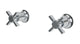 Emerson Two Handle Wall Mount Bath Trim with Defined Cross Handles in Polished Chrome