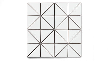 3" Triangle Sheeted - Quadrant Original Ceramic Mosaic Tile in Calcite Gloss