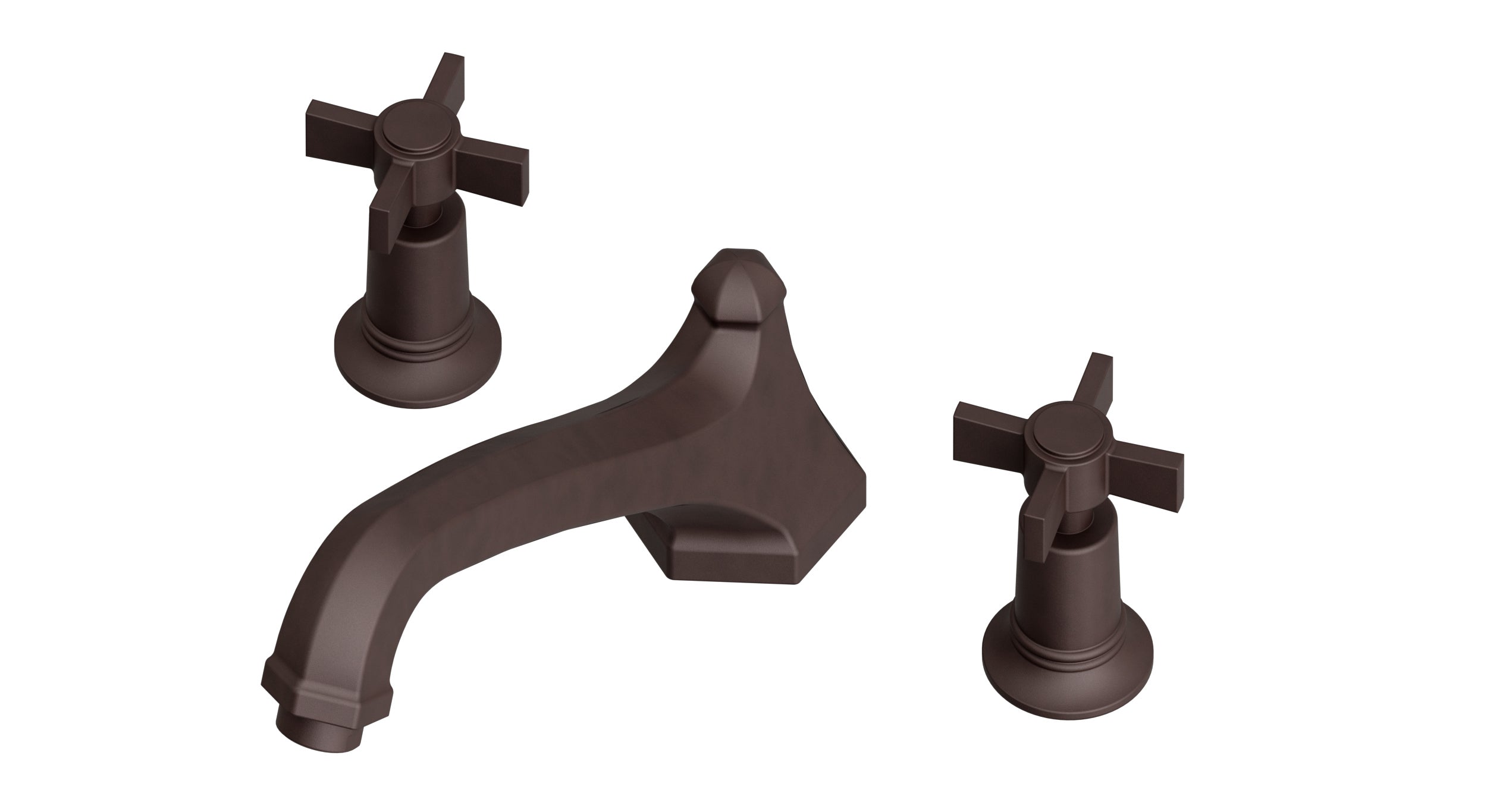 Emerson Two Handle Deck Mount Low Hexagon Bath Trim with Defined Cross Handles in Architectural Copper