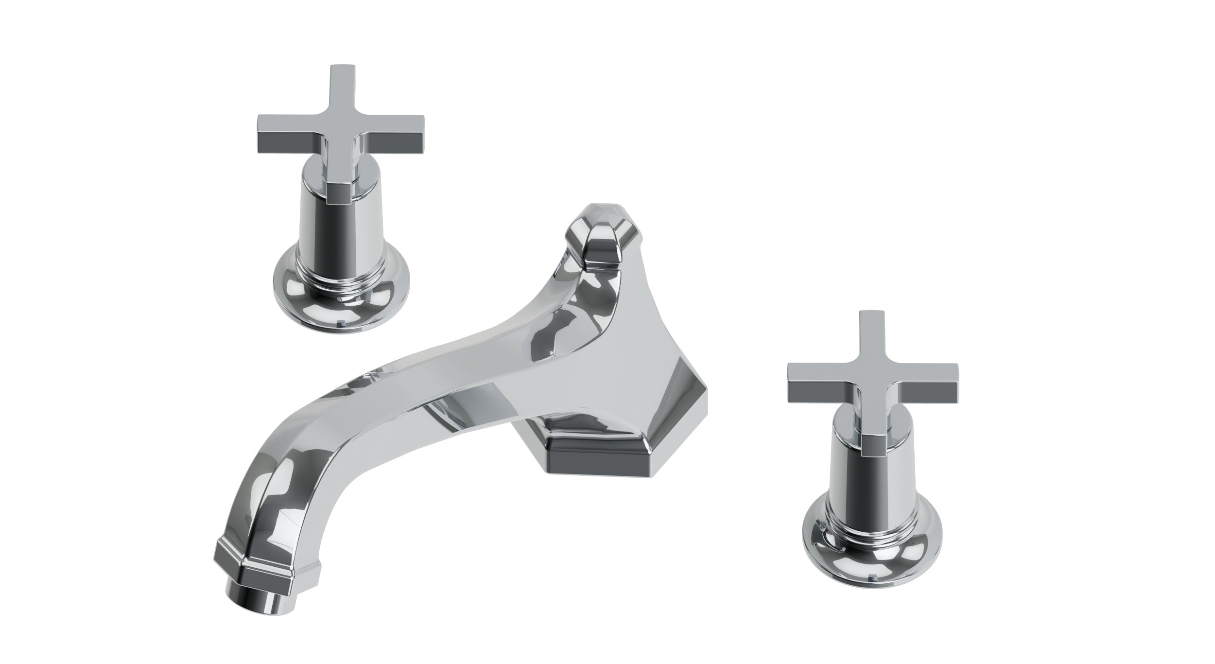 Emerson Two Handle Deck Mount Low Hexagon Bath Trim with Classic Cross Handles