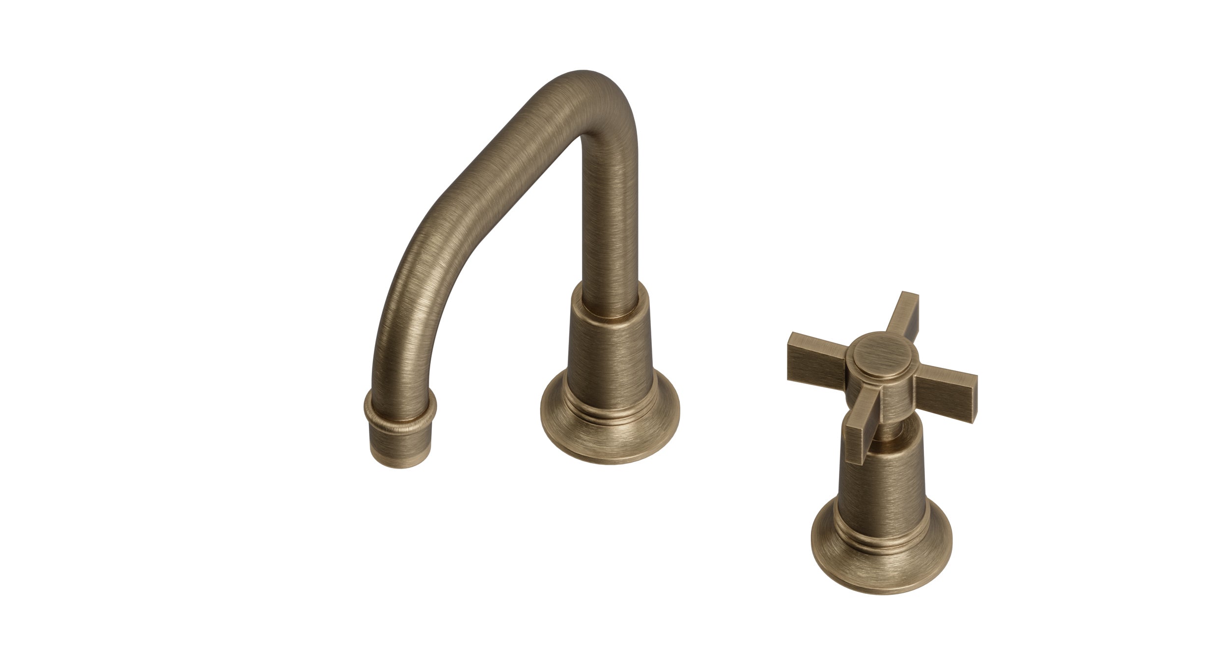 Emerson One Handle Deck Mount Squaretop Lavatory Faucet with Defined Cross Handle in Antique Brass