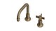 Emerson One Handle Deck Mount Squaretop Lavatory Faucet with Defined Cross Handle in Antique Brass