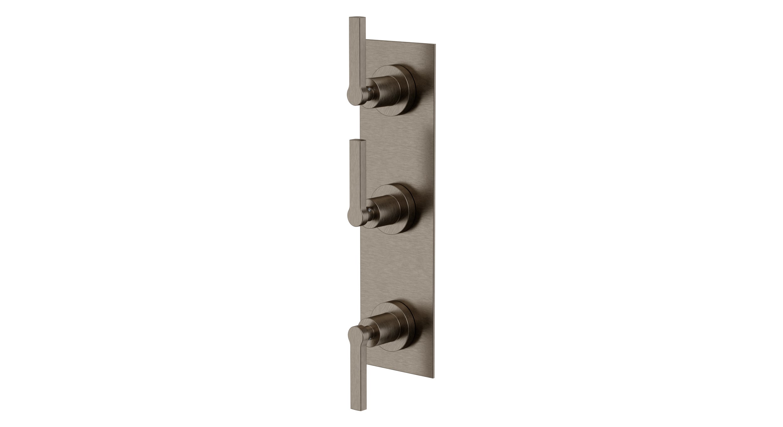 Flatiron Three Handle Wall Mount Shower Trim with Linear Lever Handles in Antique Nickel
