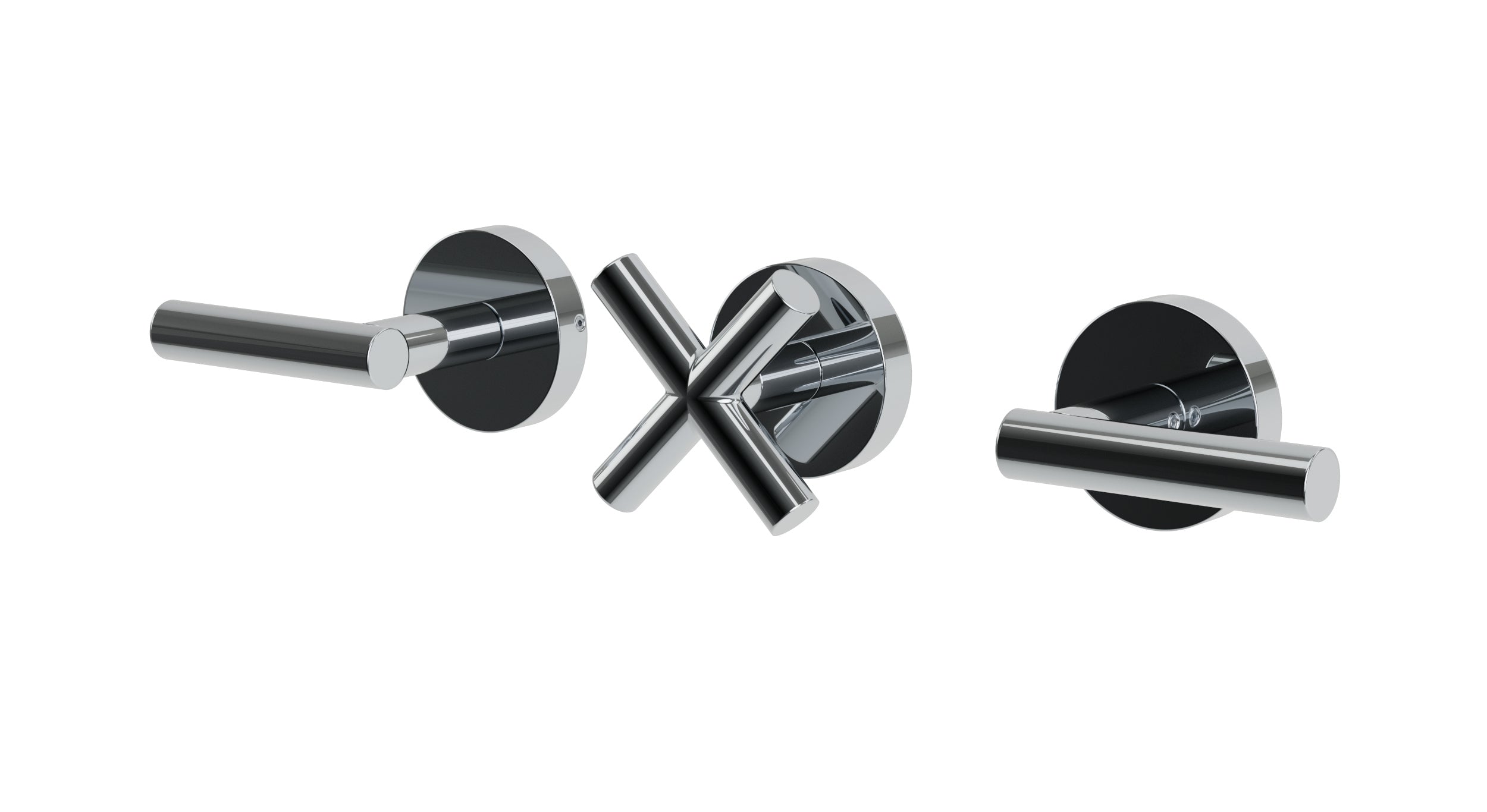 Contour Three Handle Wall Mount Bath Trim with Diverter/Volume Control and Soft Cross/Soft Lever Handles