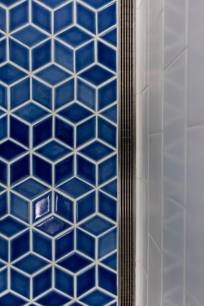 Small Diamond Sheeted - Escher Original Ceramic Mosaic Tile in Aegean Sea Gloss