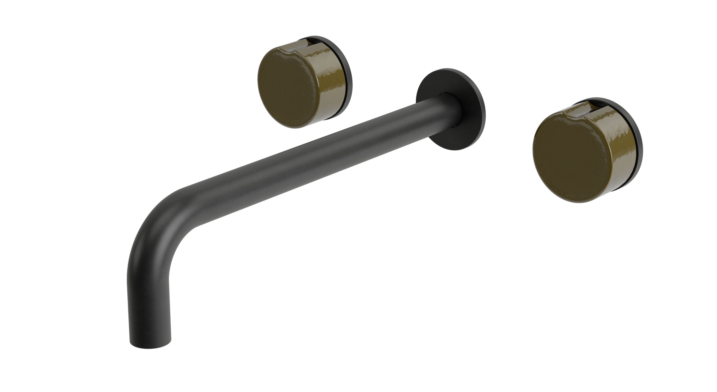 Foundry Two Handle Wall Mount 10" Lavatory Faucet with Groove Ceramic Knob Handles in Oil Rubbed Bronze