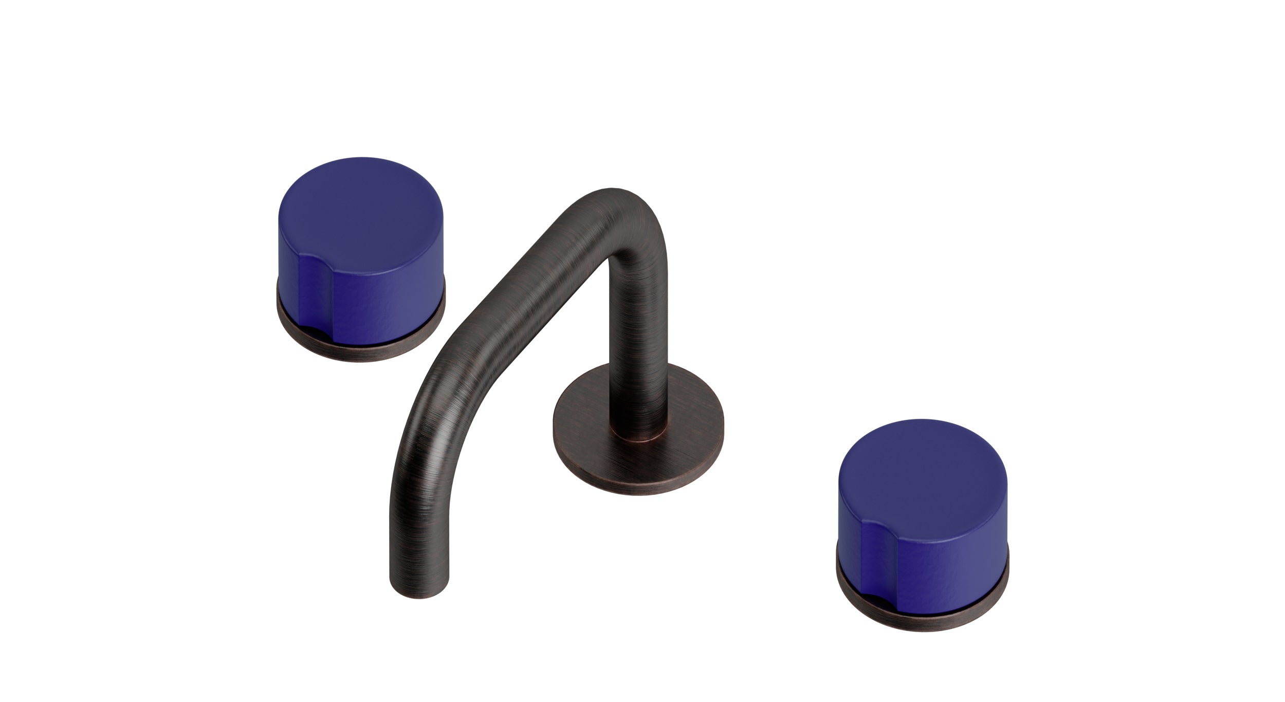 Foundry Two Handle Deck Mount Squaretop Lavatory Faucet with Groove Ceramic Knob Handles