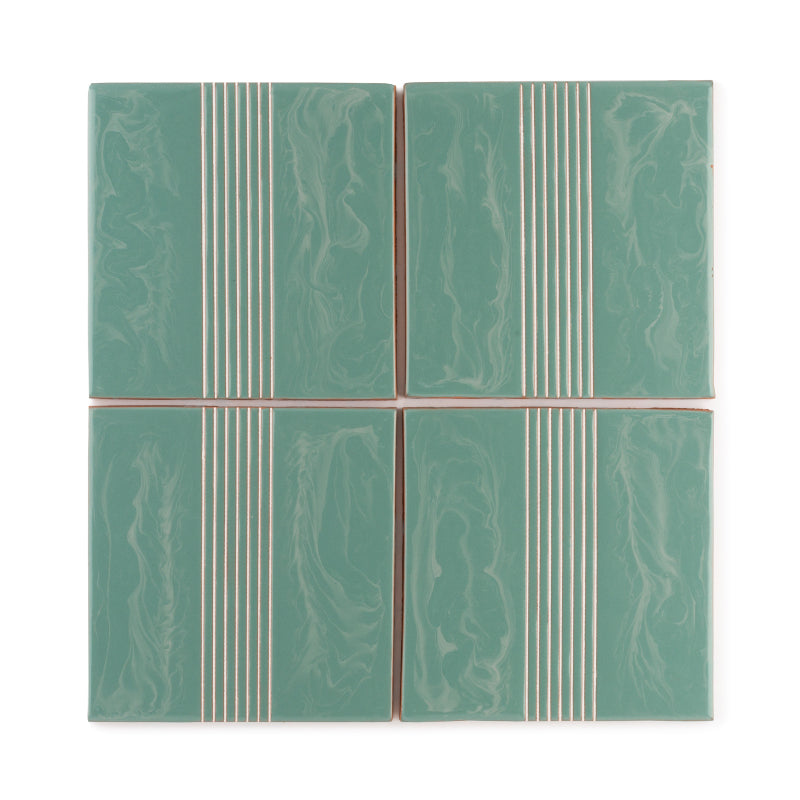 4x4 Handpainted Tile Roundabout 4 in Fresco