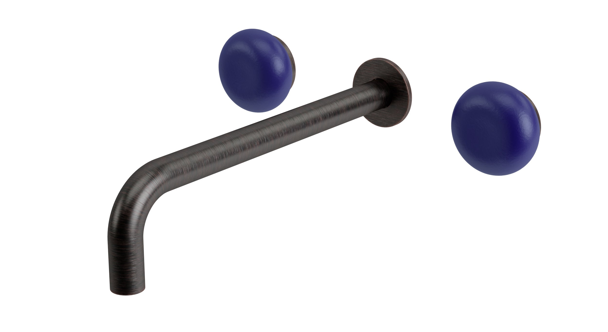 Foundry Two Handle Wall Mount 10" Lavatory Faucet with Pebble Ceramic Knob Handles
