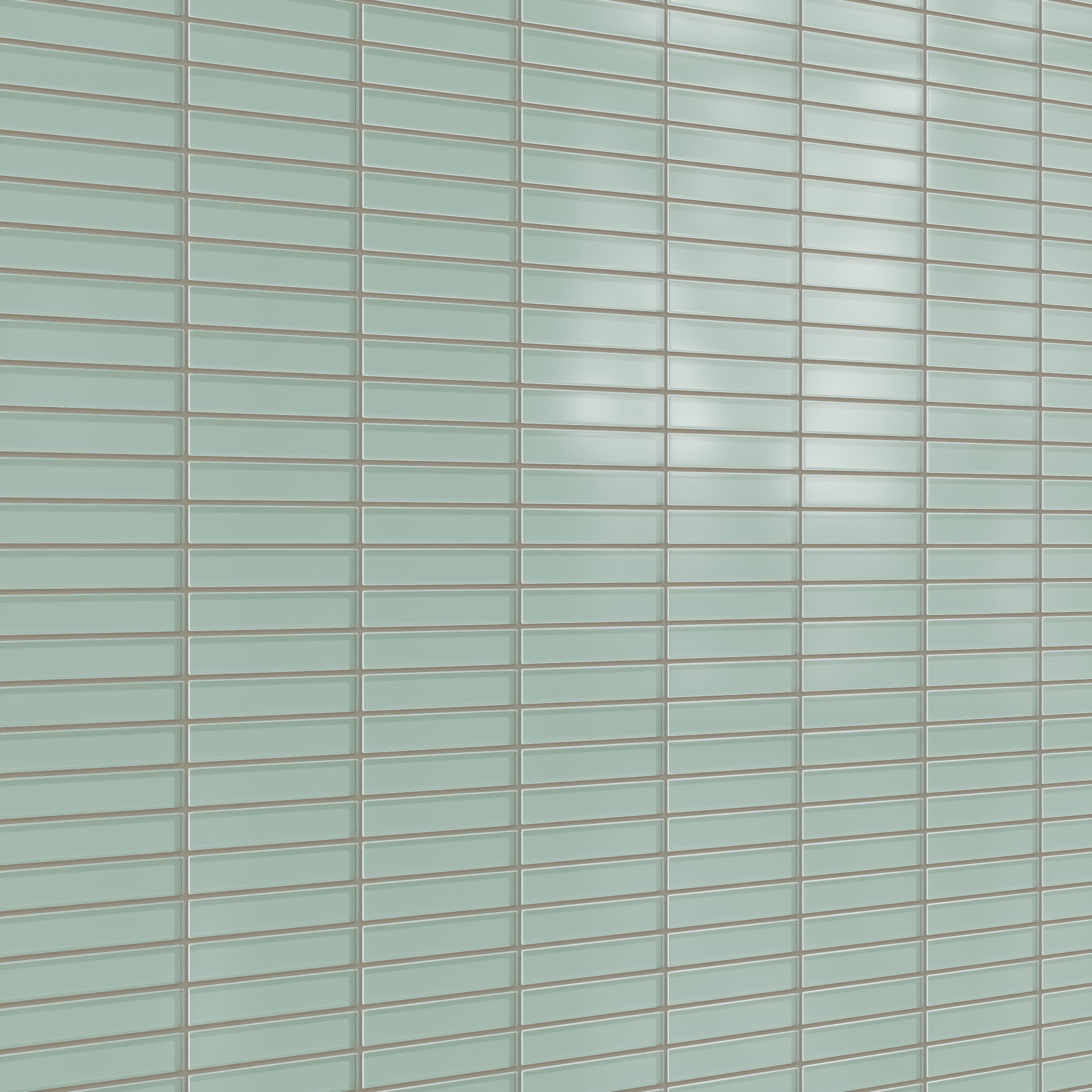 1x6 Straight Set Sheeted Glass Mosaic Tile in Kingfisher Matte