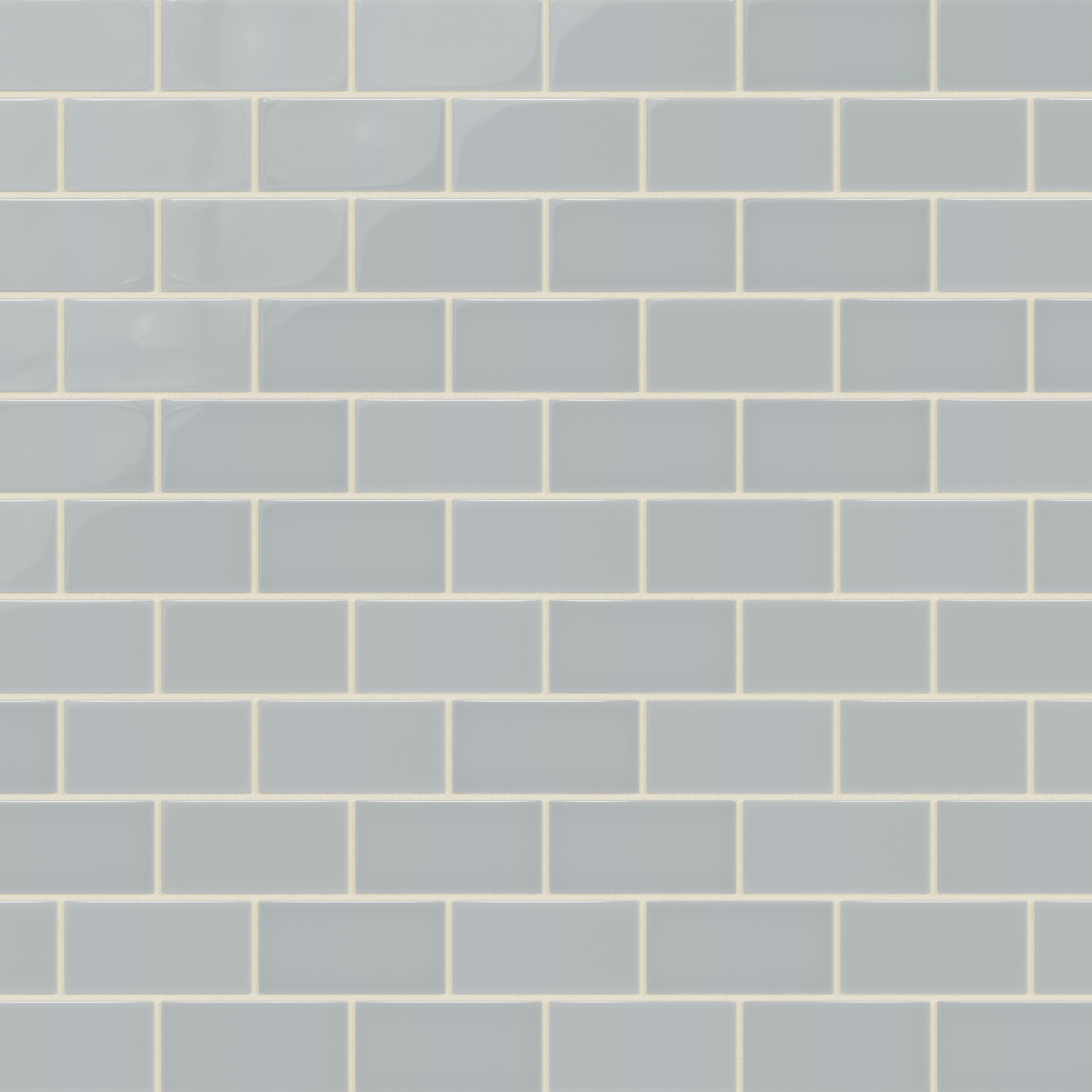 2x4 Half Offset Sheeted Natural Press Ceramic Mosaic Tile in Alberta Blue Gloss