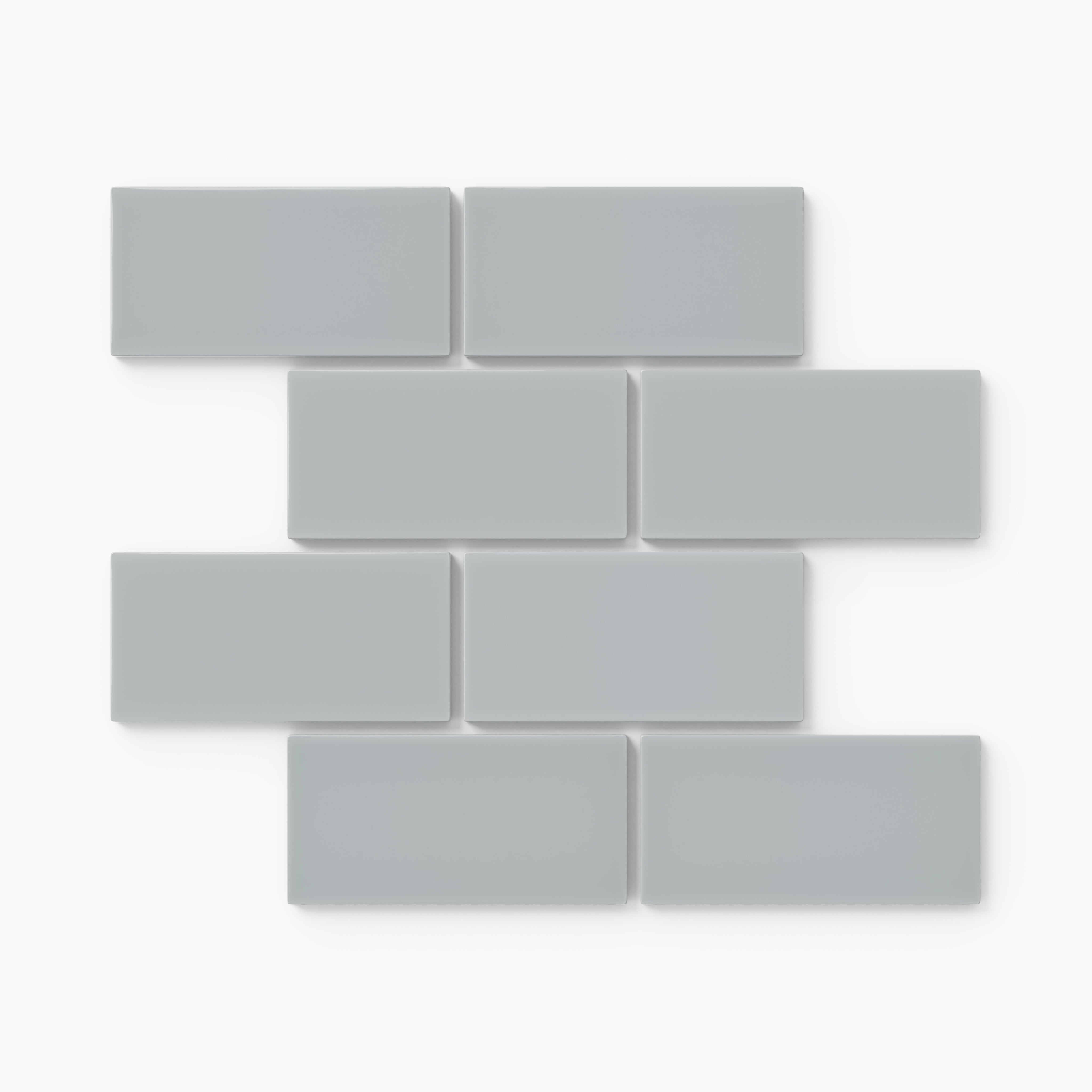 2x4 Half Offset Sheeted Natural Press Ceramic Mosaic Tile in Alberta Blue Gloss