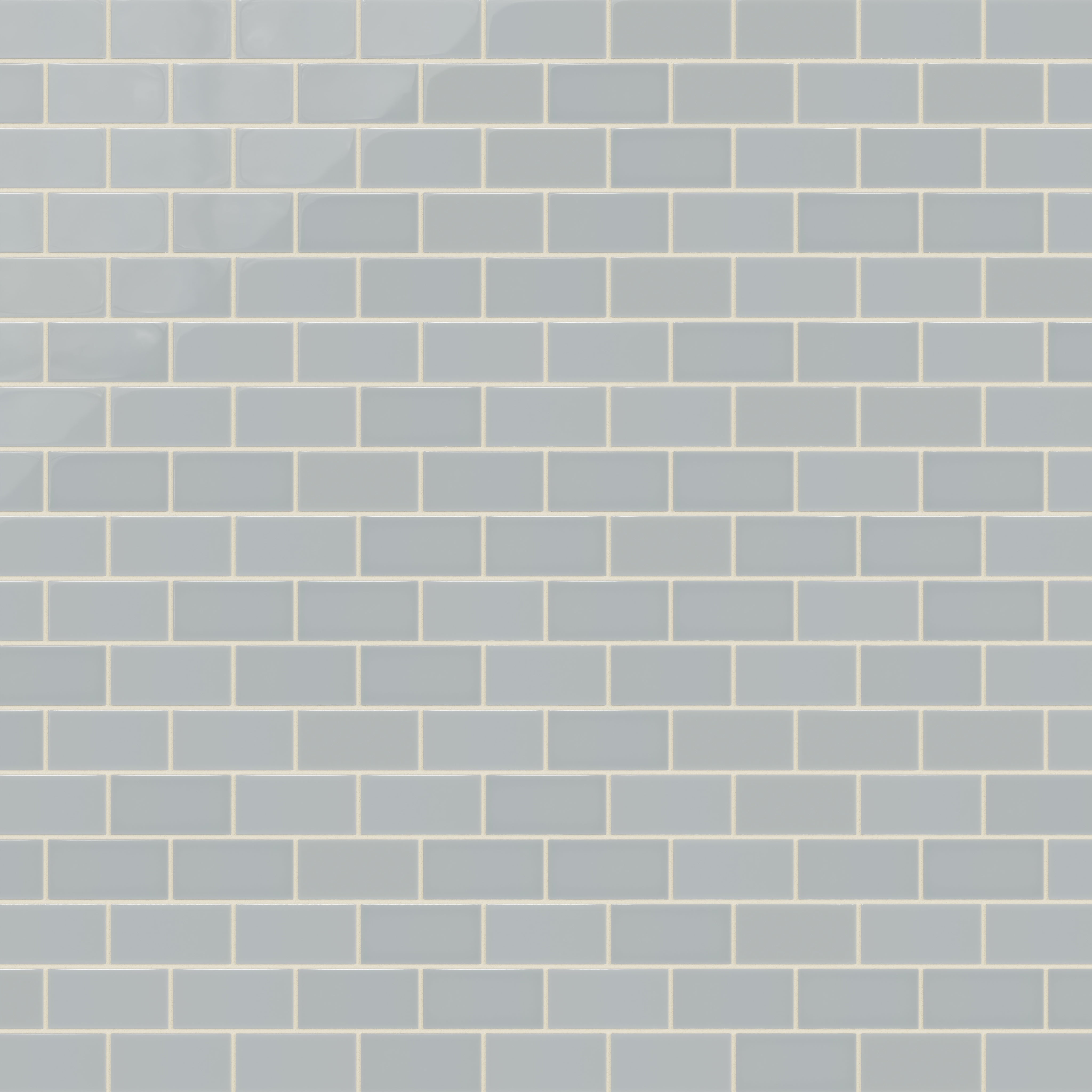 2x4 Half Offset Sheeted Natural Press Ceramic Mosaic Tile in Alberta Blue Gloss