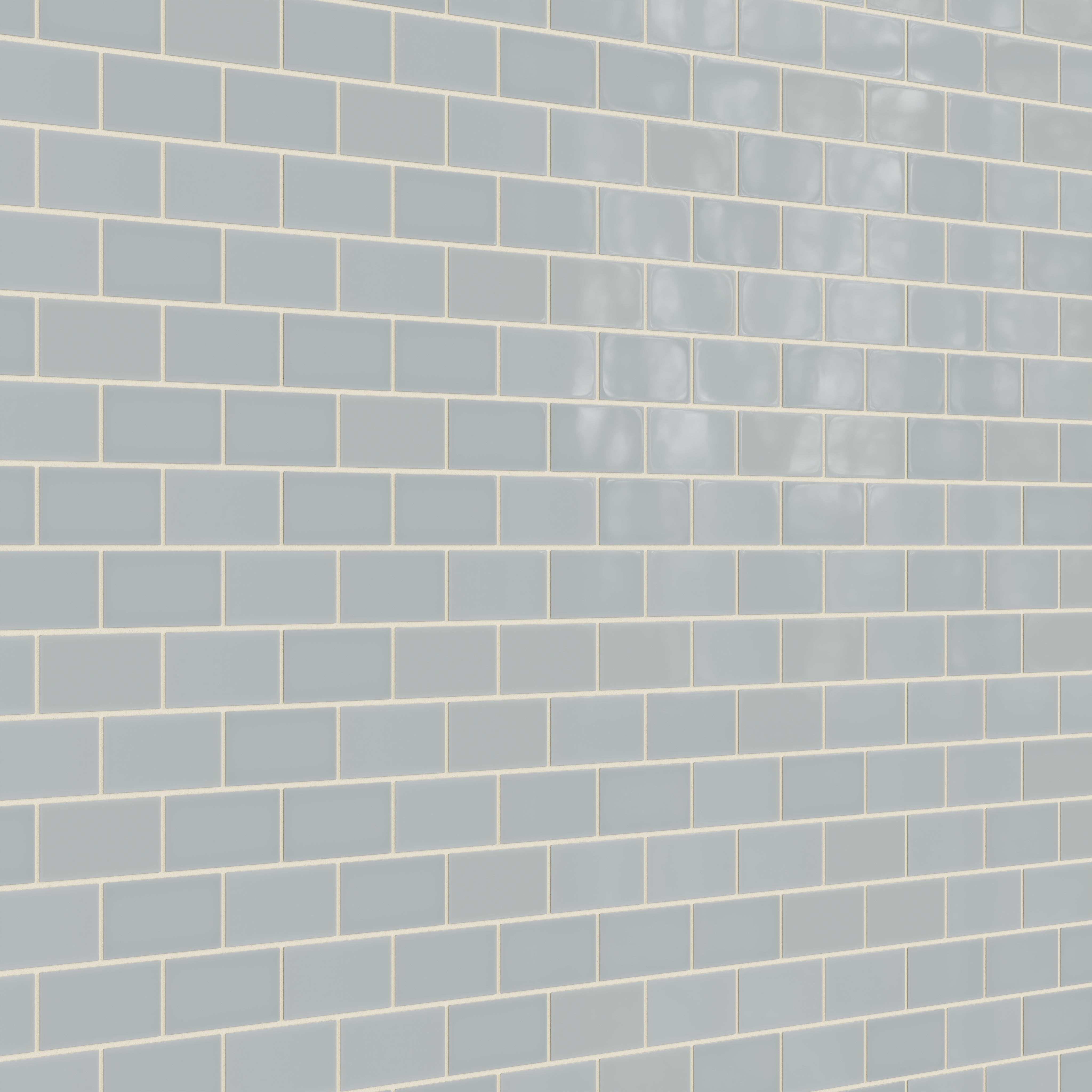 2x4 Half Offset Sheeted Natural Press Ceramic Mosaic Tile in Alberta Blue Gloss
