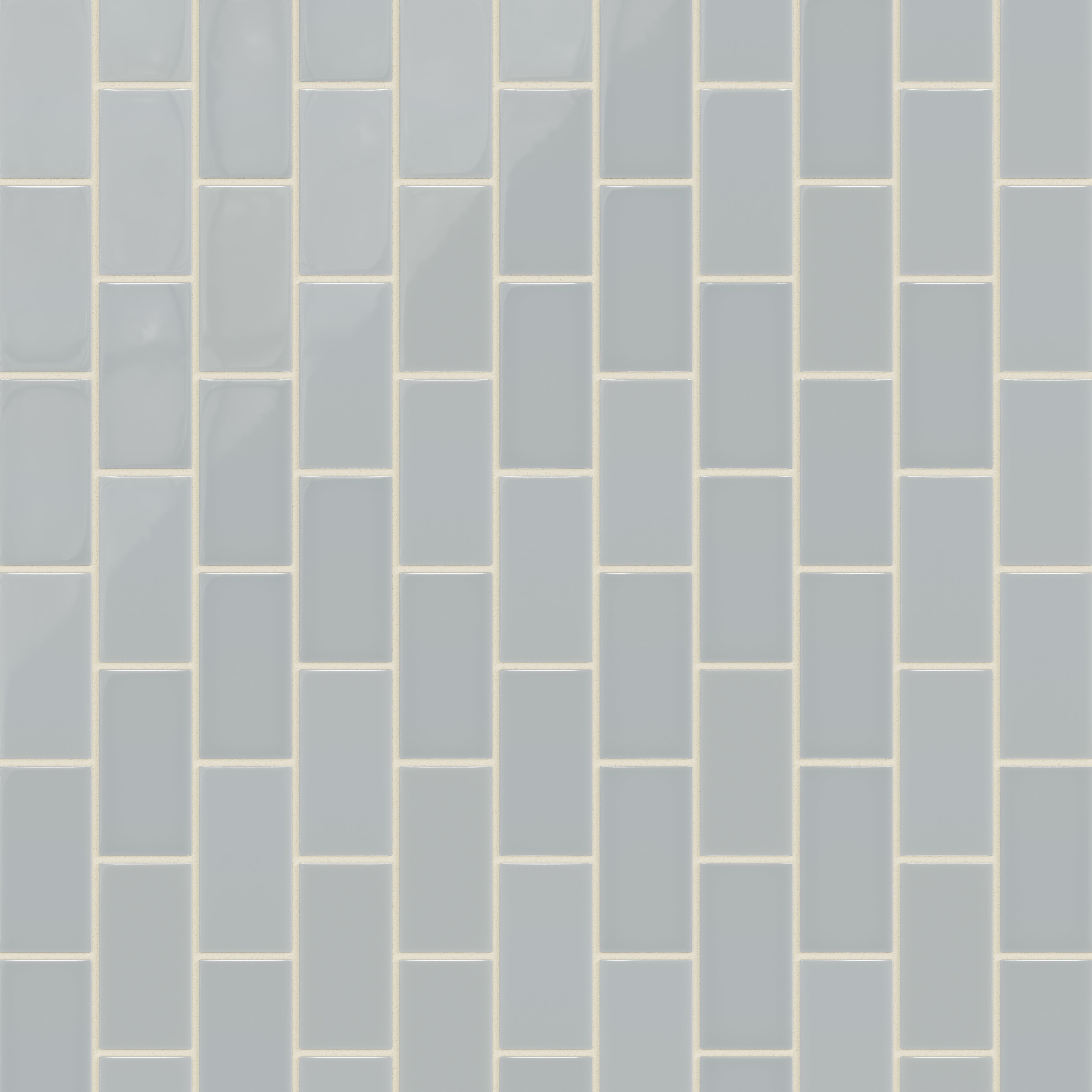 2x4 Half Offset Sheeted Natural Press Ceramic Mosaic Tile in Alberta Blue Gloss