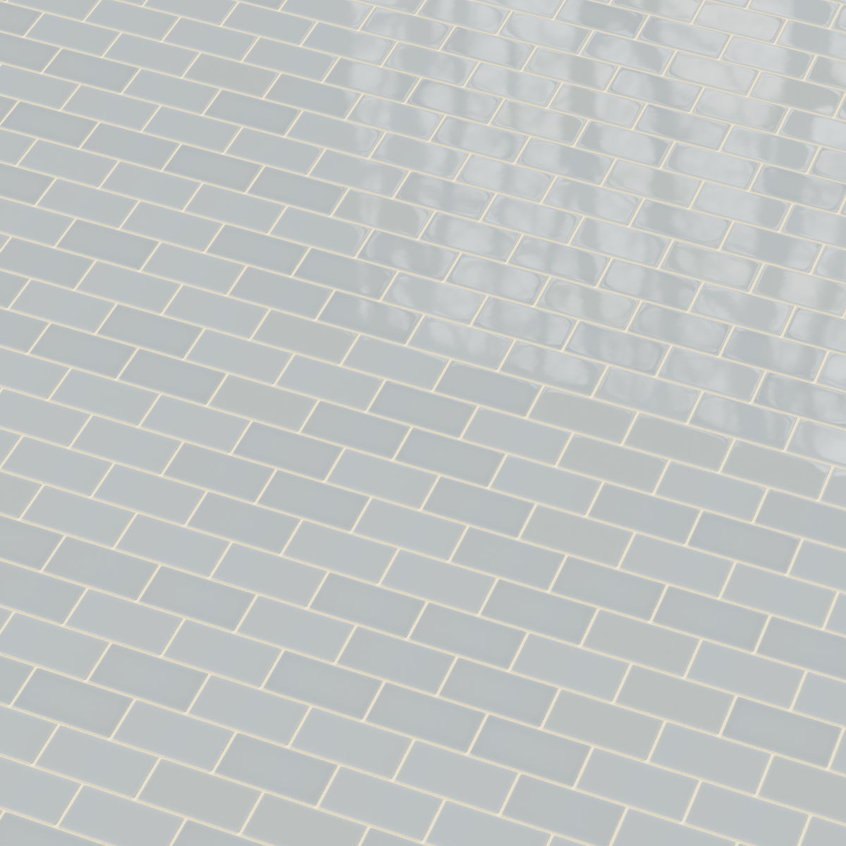 2x4 Half Offset Sheeted Natural Press Ceramic Mosaic Tile in Alberta Blue Gloss
