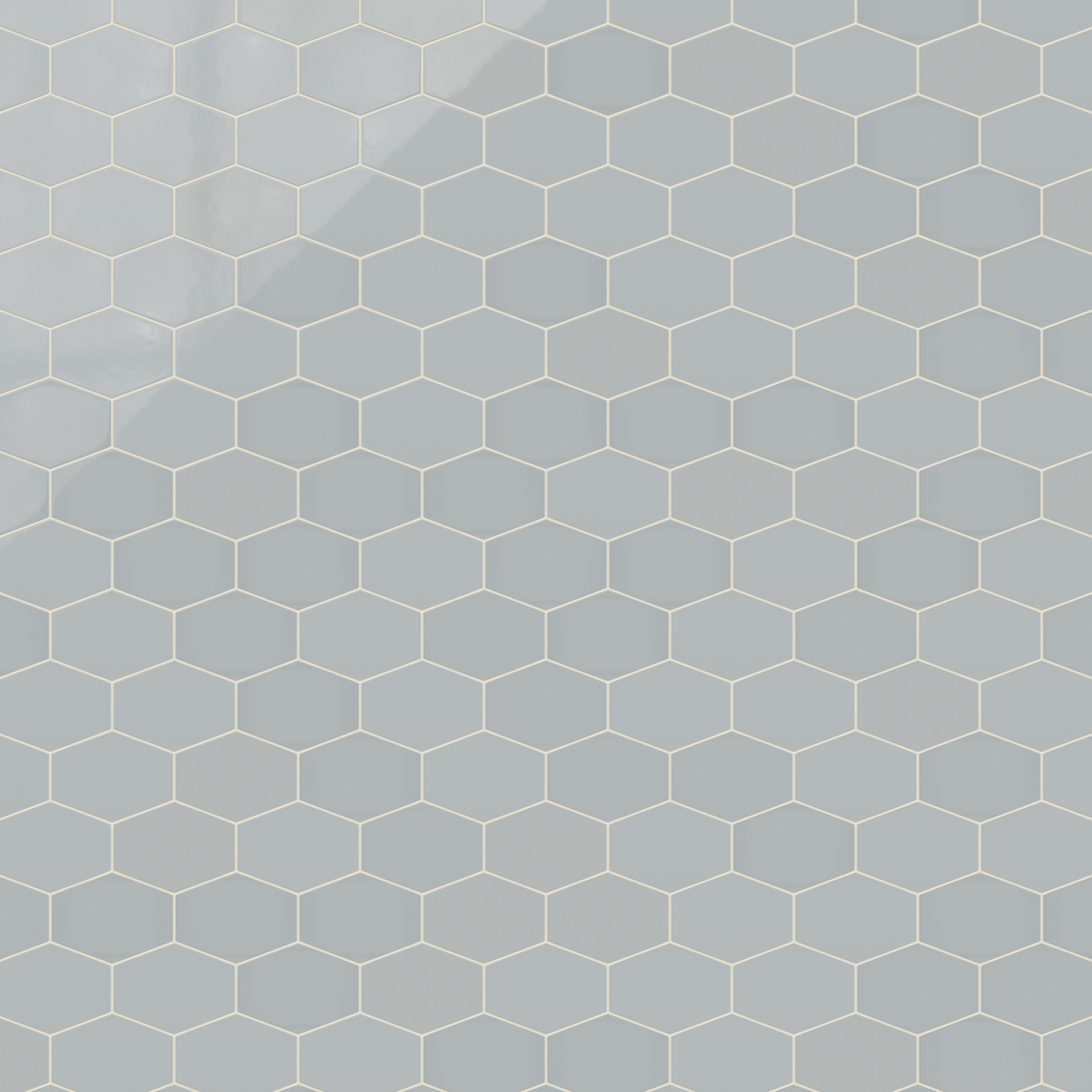 Elongated Hexagon Natural Press Ceramic Tile in Alberta Blue Gloss