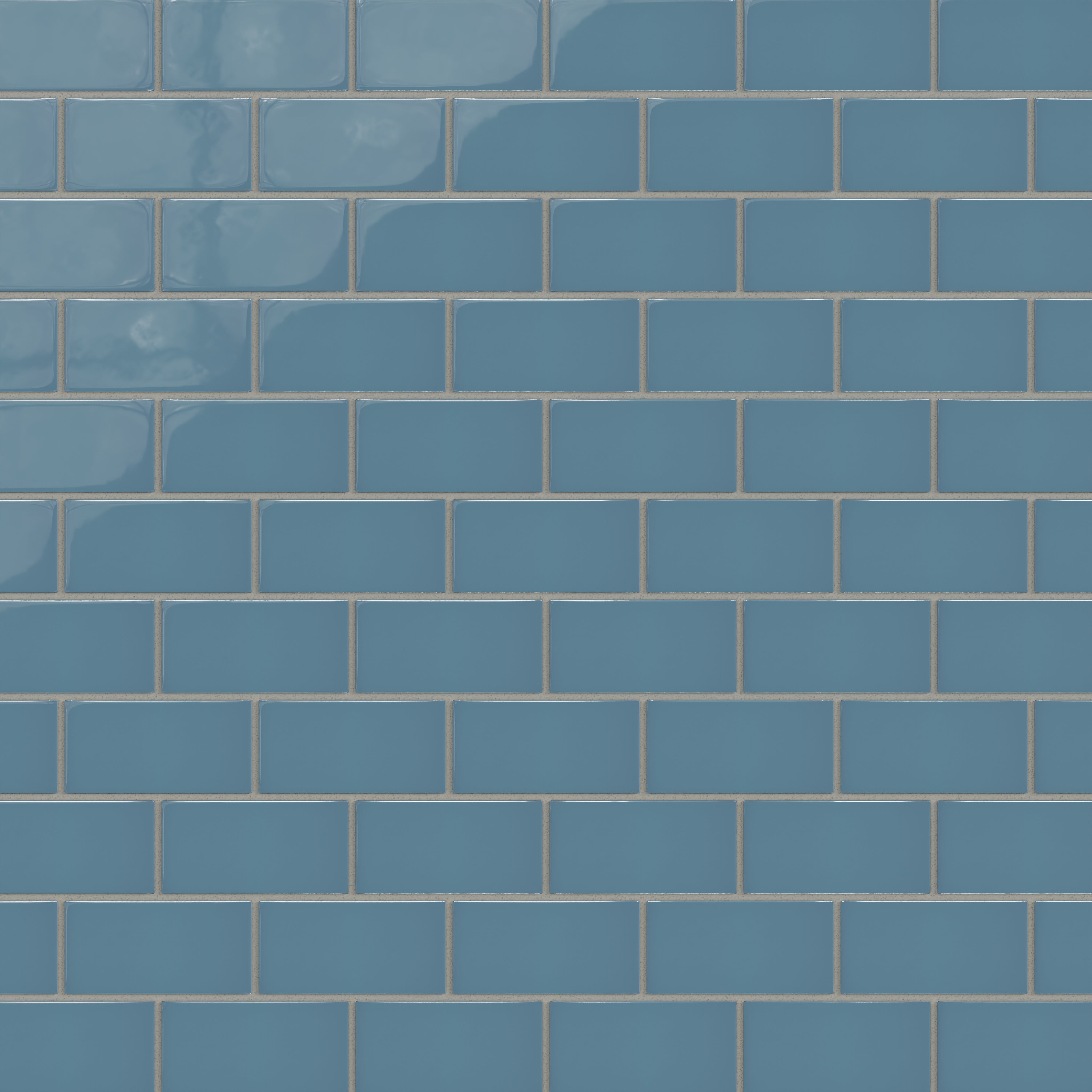 2x4 Half Offset Sheeted Natural Press Ceramic Mosaic Tile in Azurite Gloss