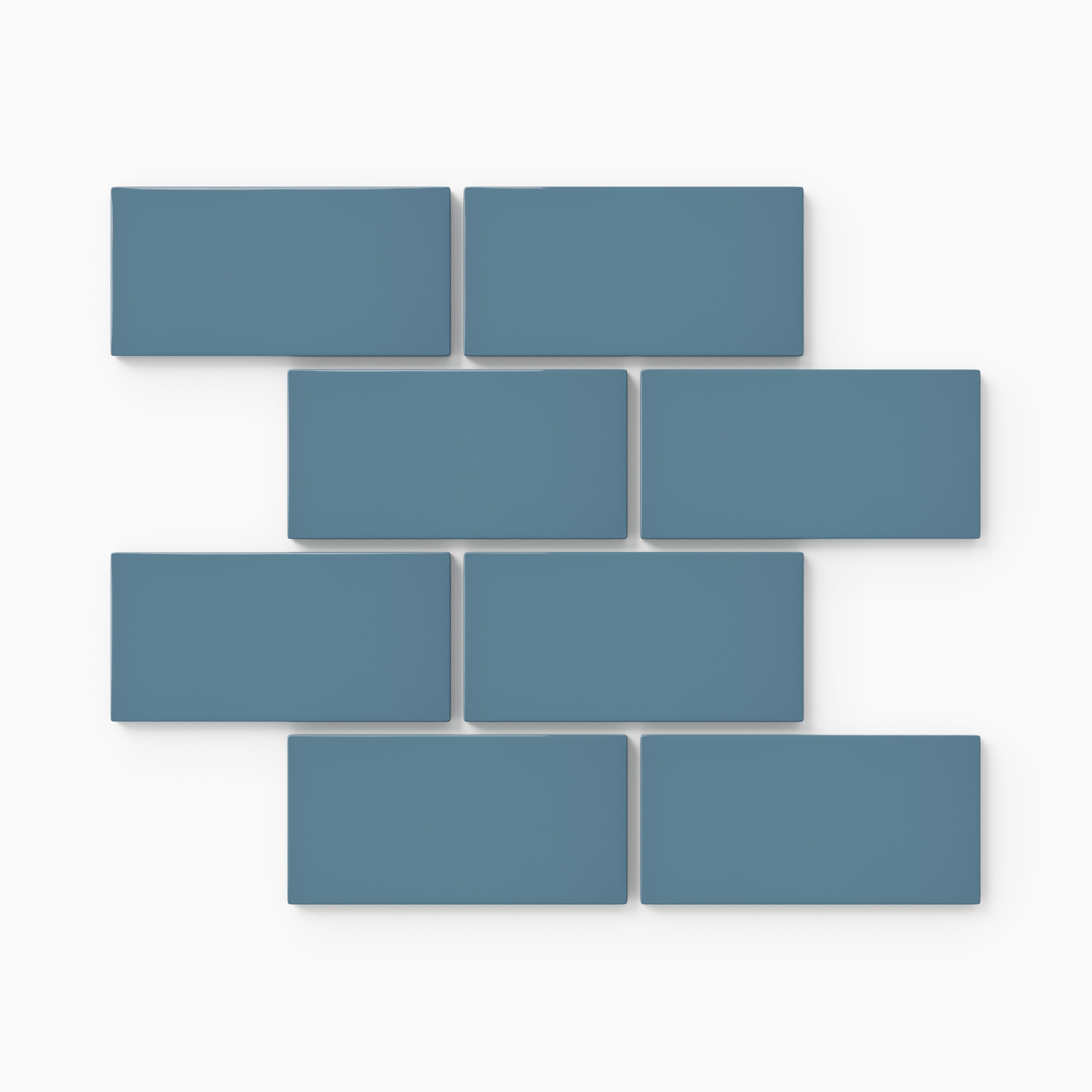 2x4 Half Offset Sheeted Natural Press Ceramic Mosaic Tile in Azurite Gloss
