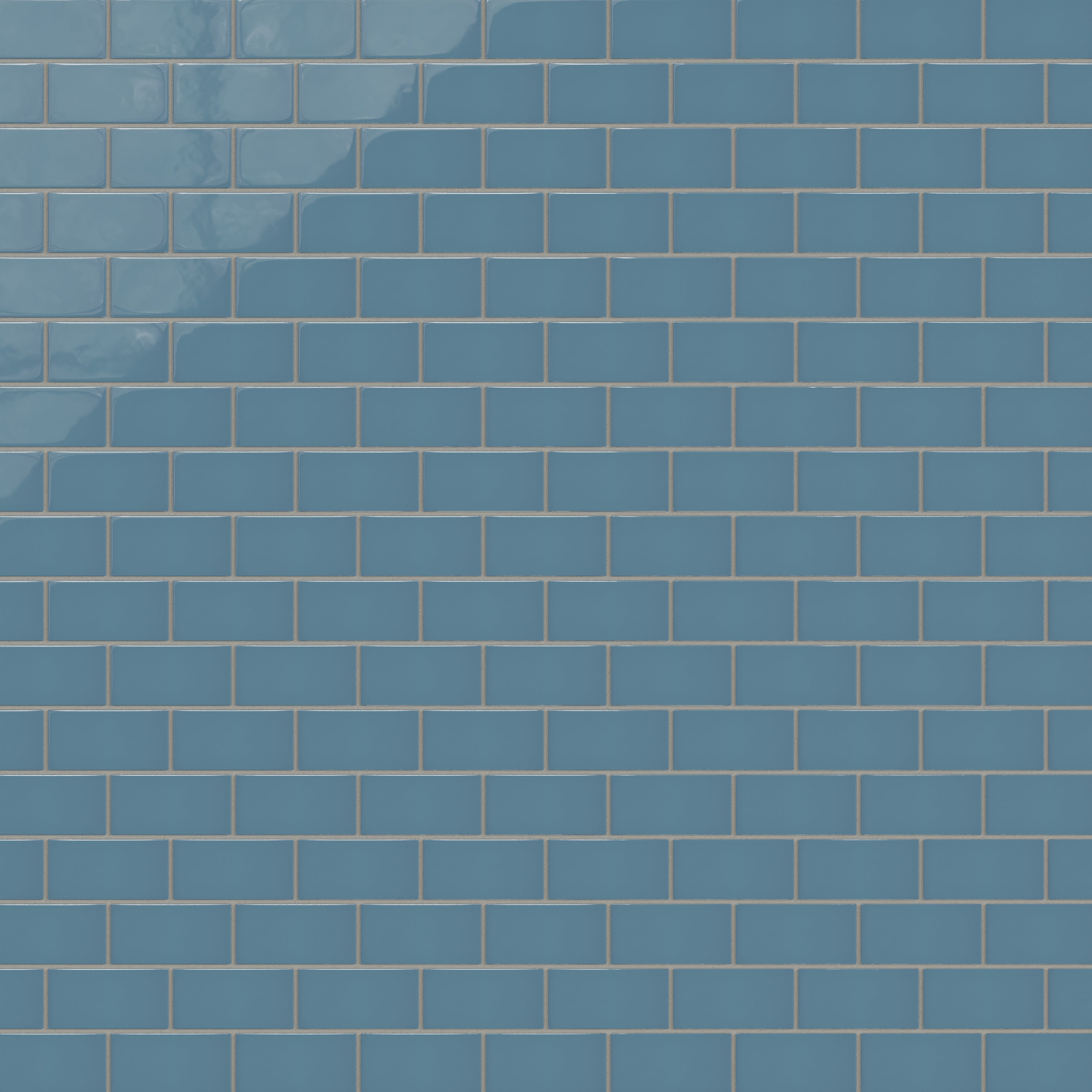 2x4 Half Offset Sheeted Natural Press Ceramic Mosaic Tile in Azurite Gloss