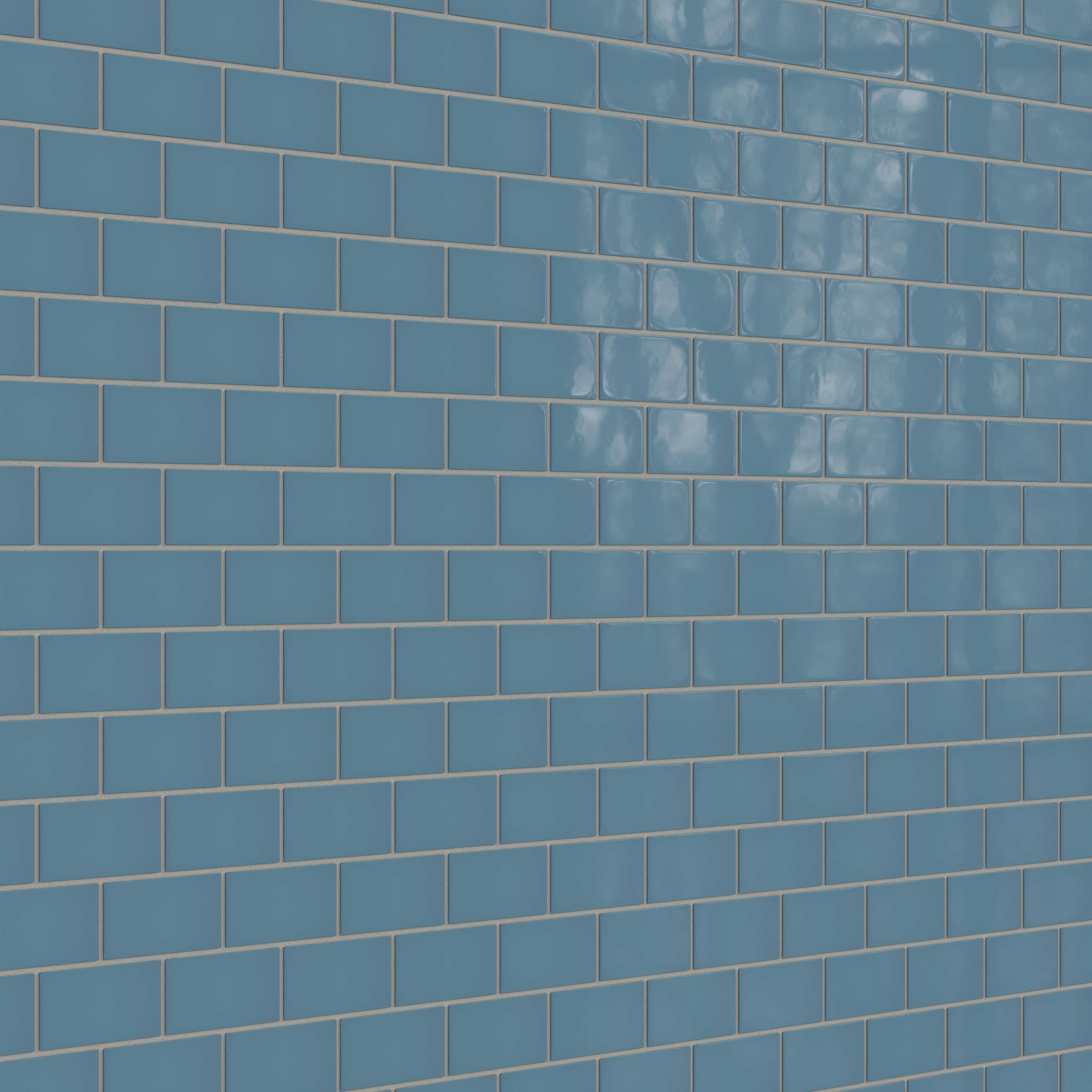 2x4 Half Offset Sheeted Natural Press Ceramic Mosaic Tile in Azurite Gloss