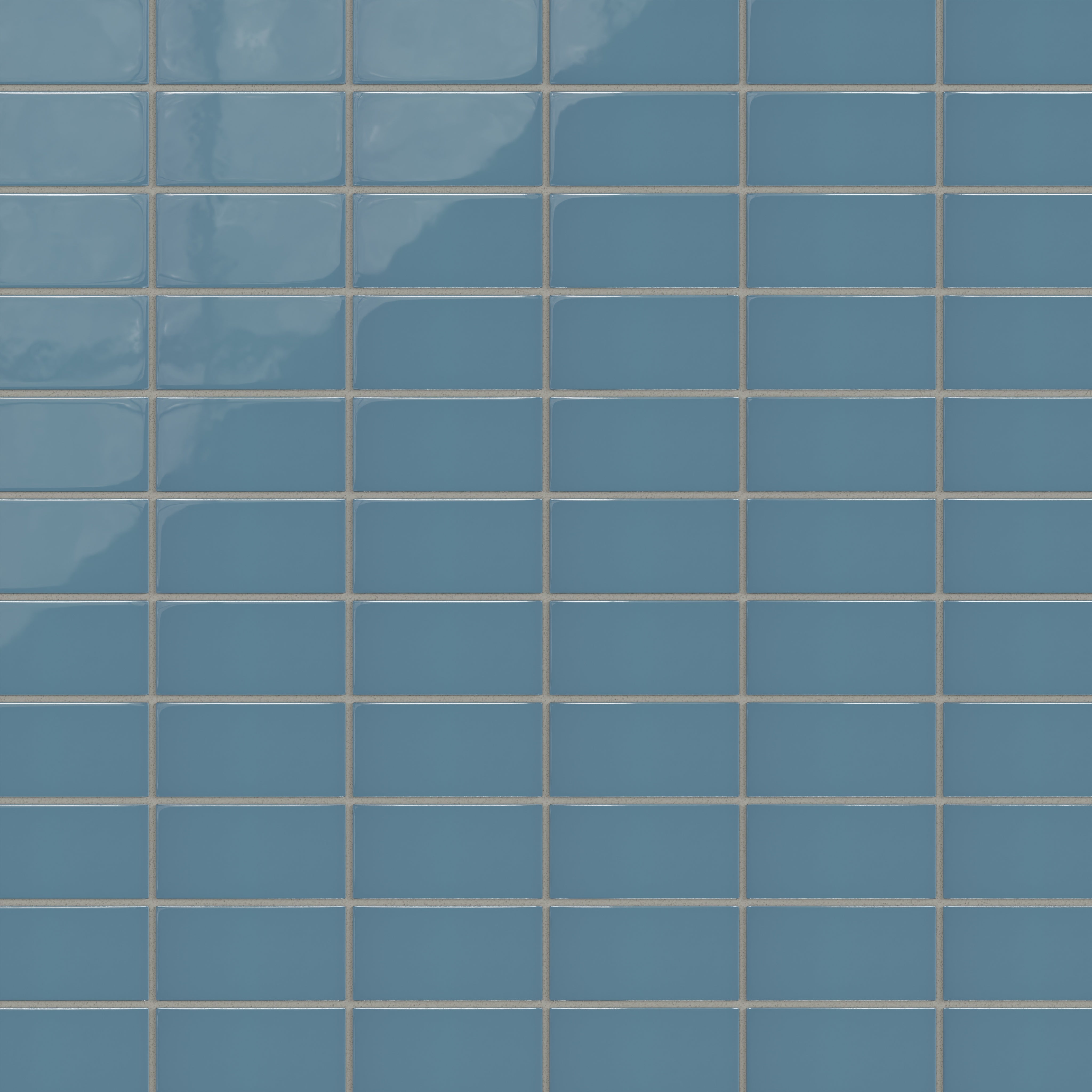 2x4 Straight Set Sheeted Natural Press Ceramic Mosaic Tile in Azurite Gloss