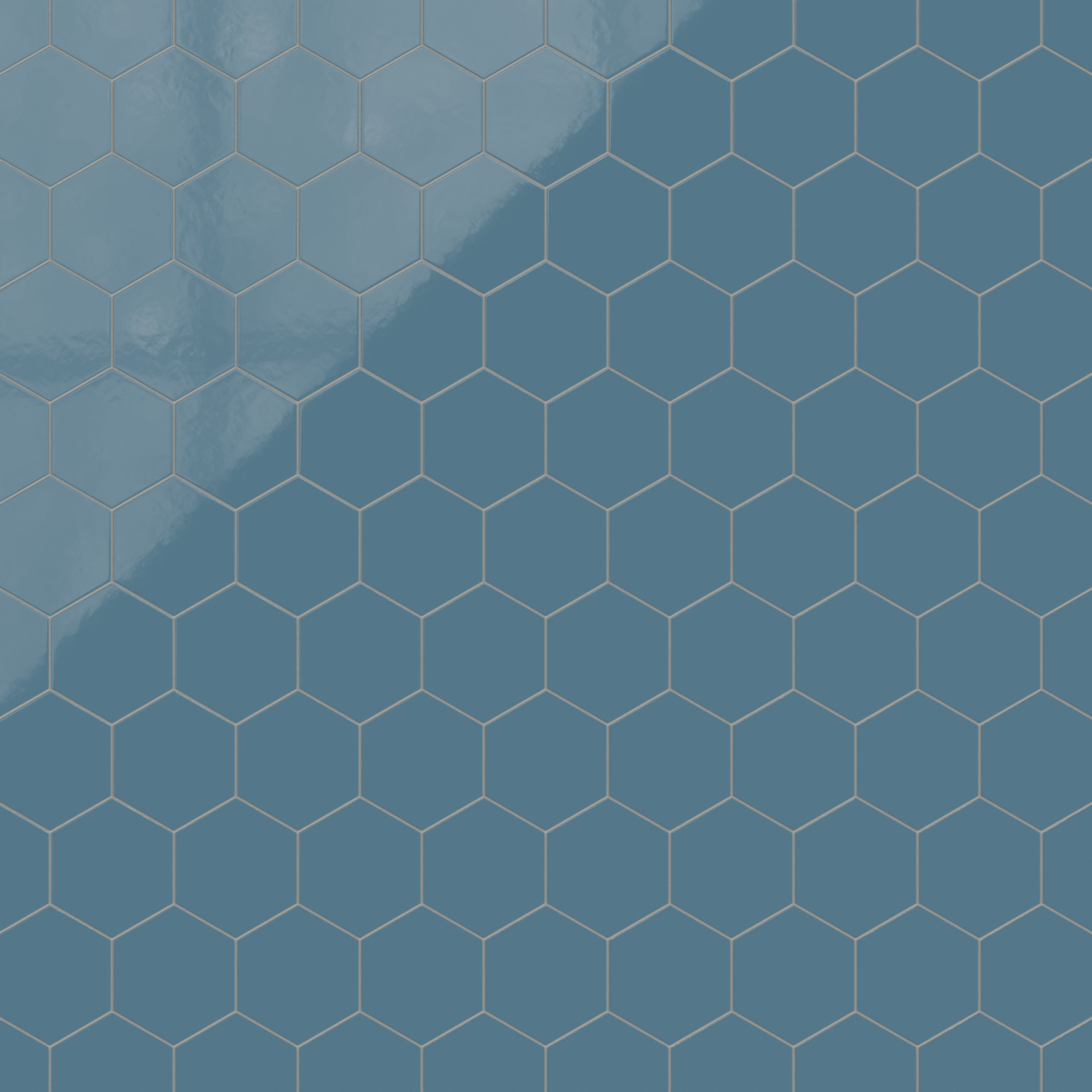 8" Hexagon Natural Press Ceramic Tile in Azurite Gloss