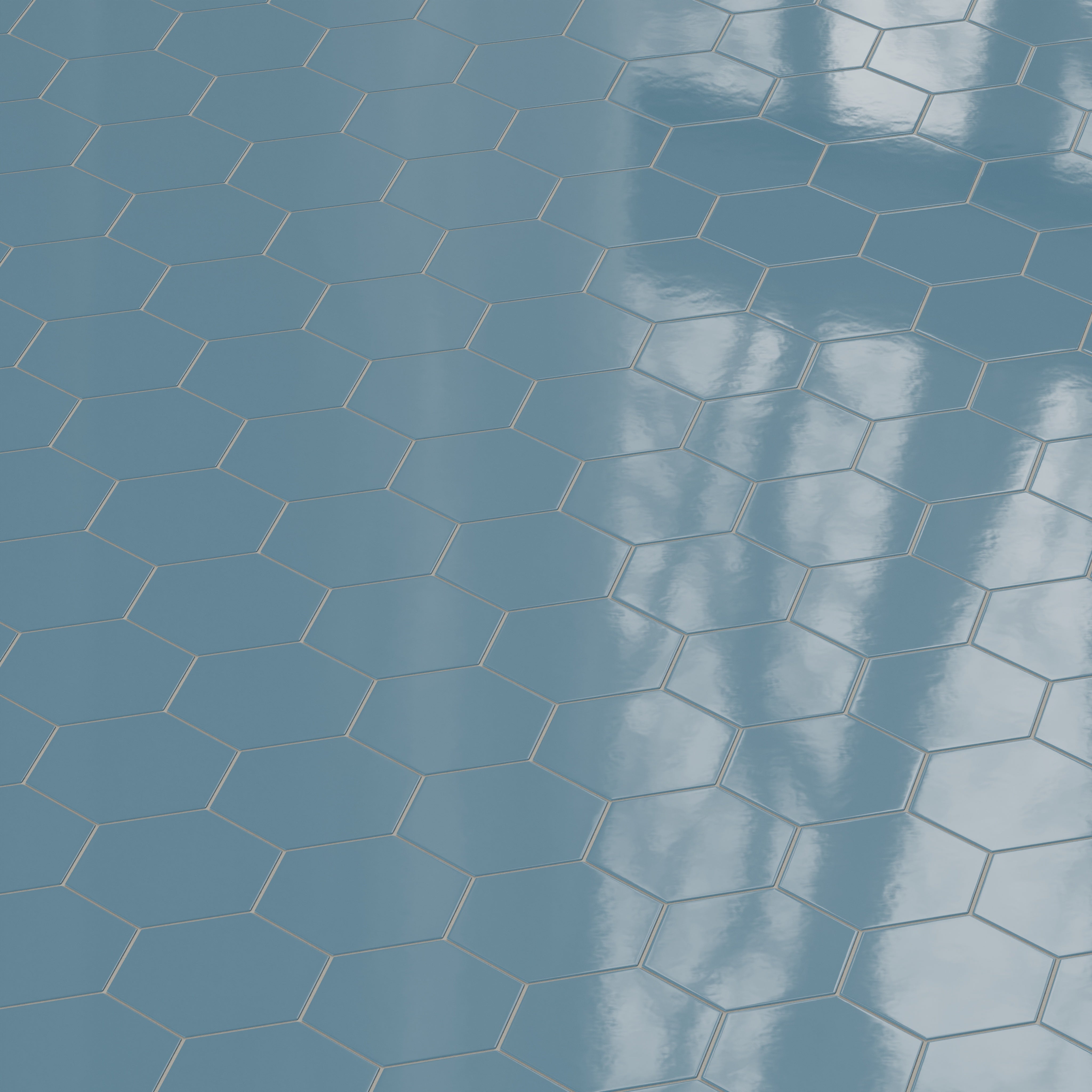 8" Hexagon Natural Press Ceramic Tile in Azurite Gloss