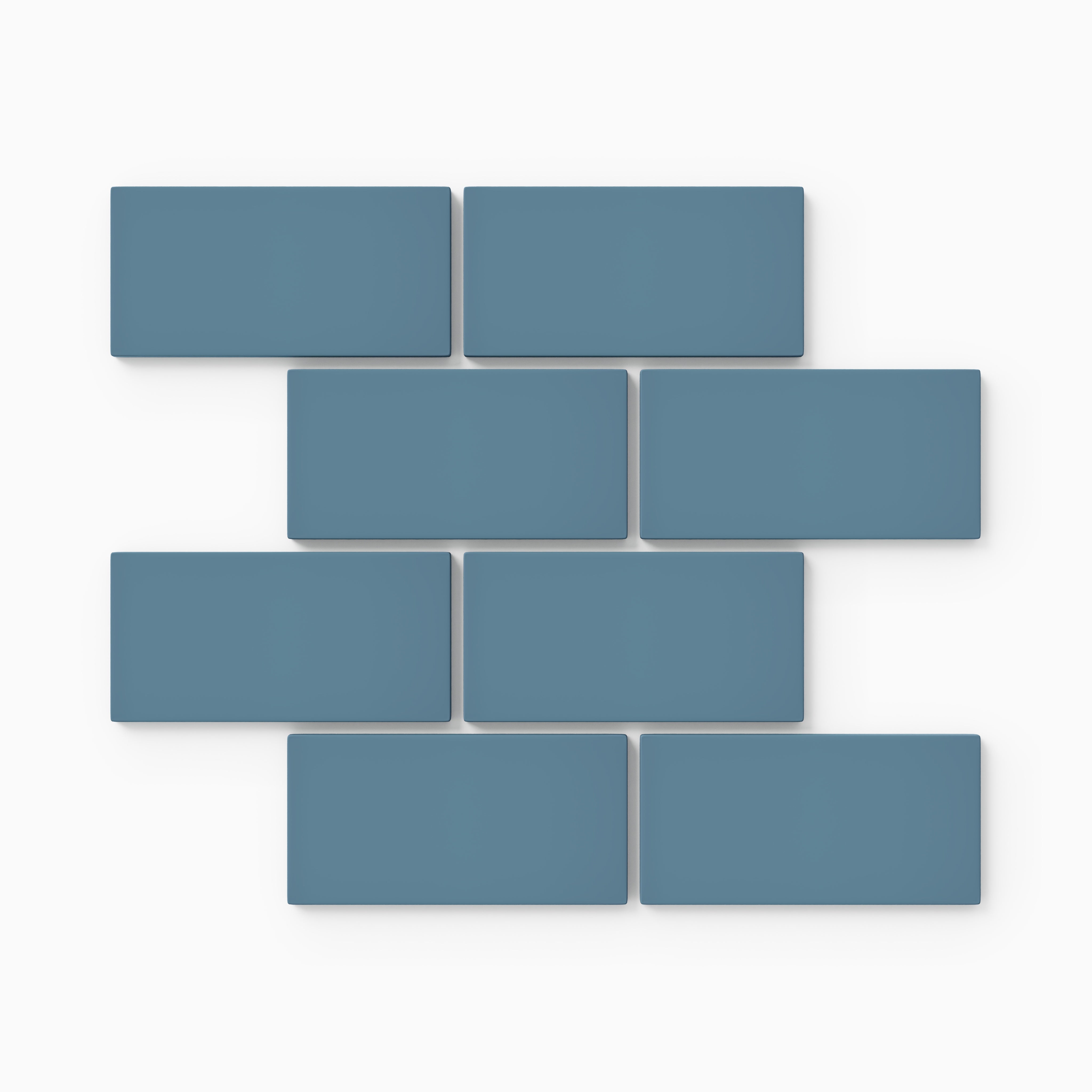 2x4 Half Offset Sheeted Natural Press Ceramic Mosaic Tile in Azurite Matte