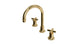Emerson Two Handle Deck Mount Gooseneck Lavatory Faucet with Classic Cross Handles in Polished Brass