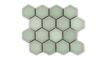 2" Hexagon Sheeted Original Ceramic Mosaic Tile in Rosemary Gloss
