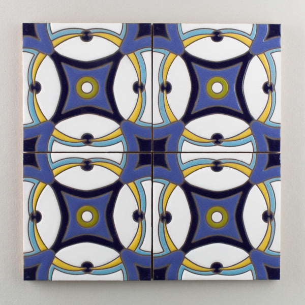 6x6 Handpainted Tile Morris in Cool Motif