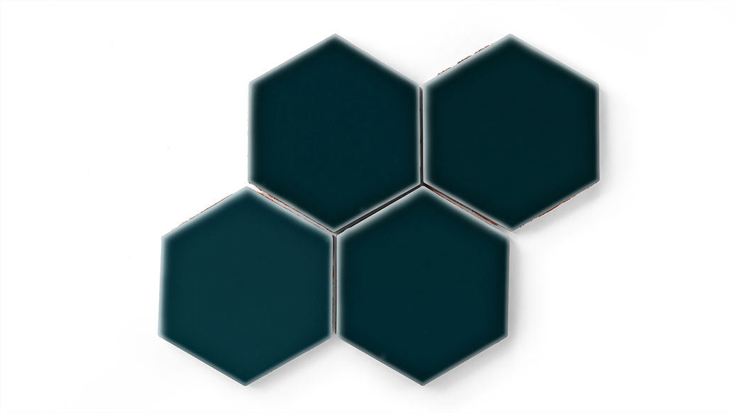 6" Hexagon Original Ceramic Tile in Caspian Sea Gloss
