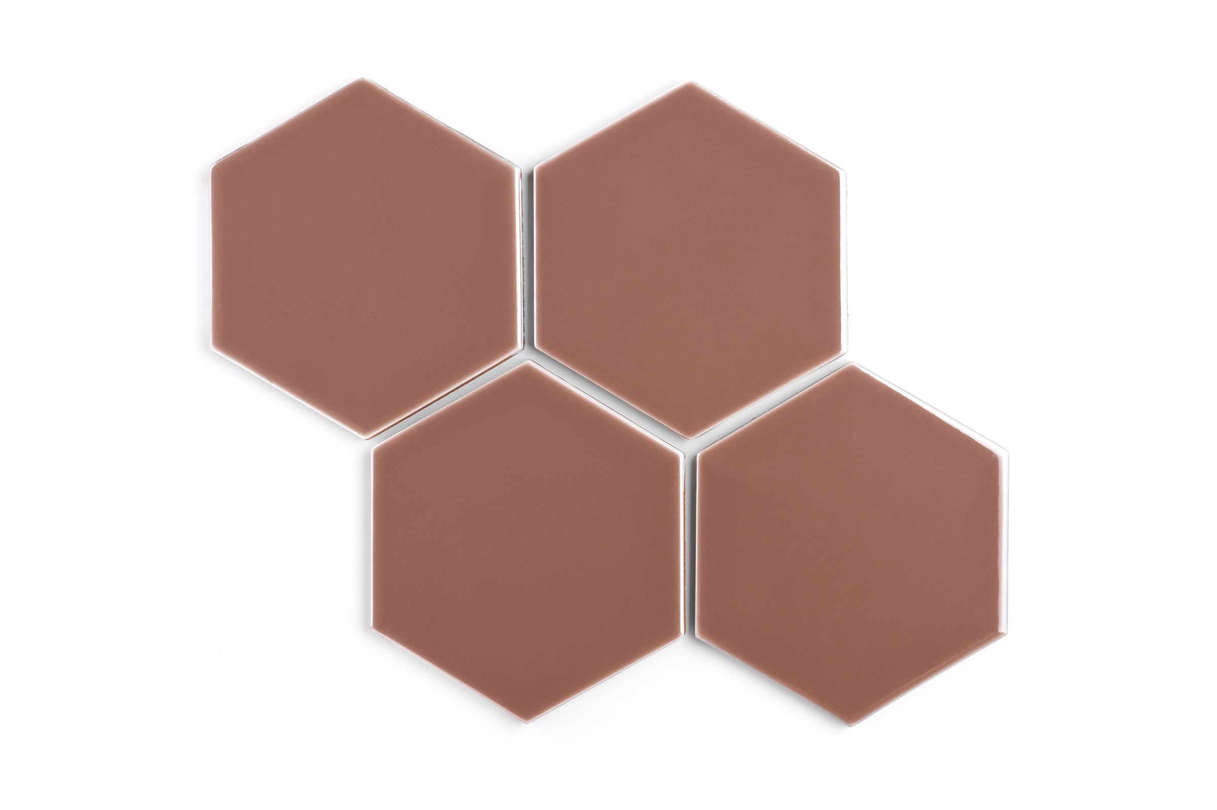 6" Hexagon Original Ceramic Tile in Mauve Gloss