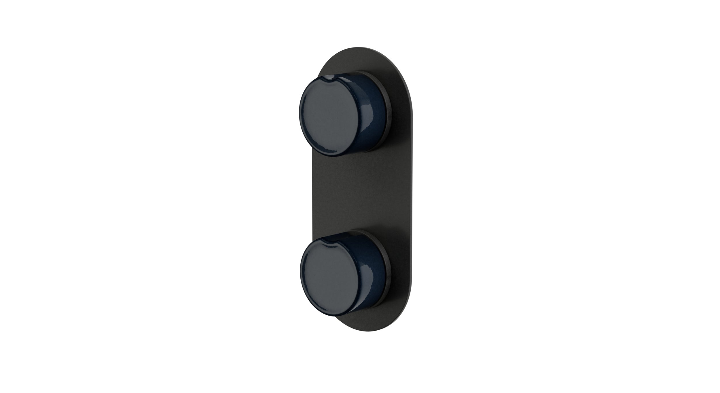 Foundry Two Handle Wall Mount Shower Trim with Groove Ceramic Knob Handles in Blackened Nickel