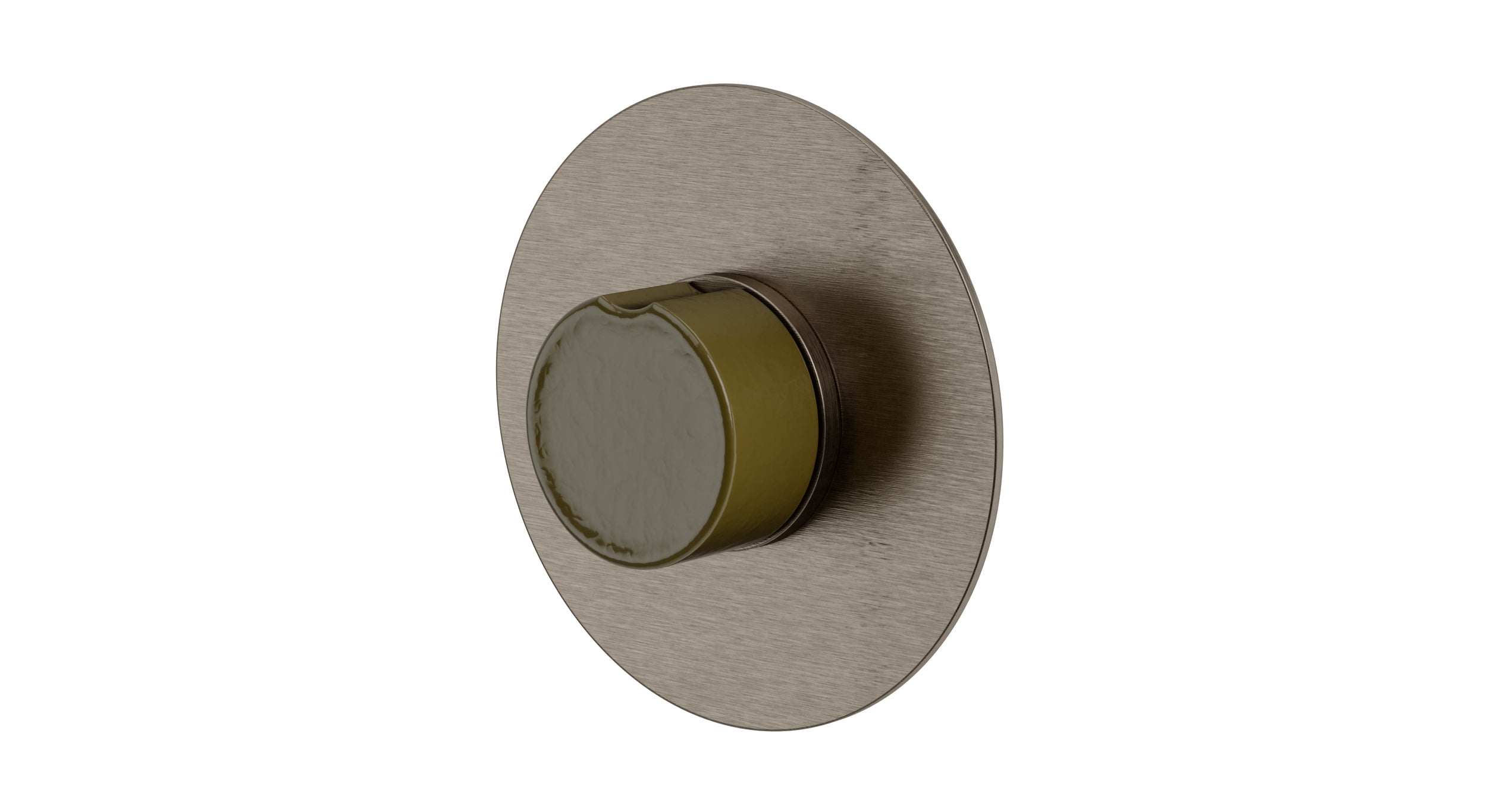 Foundry One Handle Wall Mount Shower Trim with Groove Ceramic Knob Handle in Antique Nickel