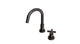 Flatiron One Handle Deck Mount Short Gooseneck Lavatory Faucet with Linear Cross Handle in Antique Bronze