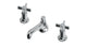 Emerson Two Handle Deck Mount Low Hexagon Lavatory Faucet with Defined Cross Handles in Polished Chrome