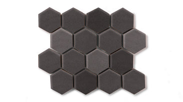 2" Hexagon Sheeted Original Ceramic Mosaic Tile in Carbon Matte