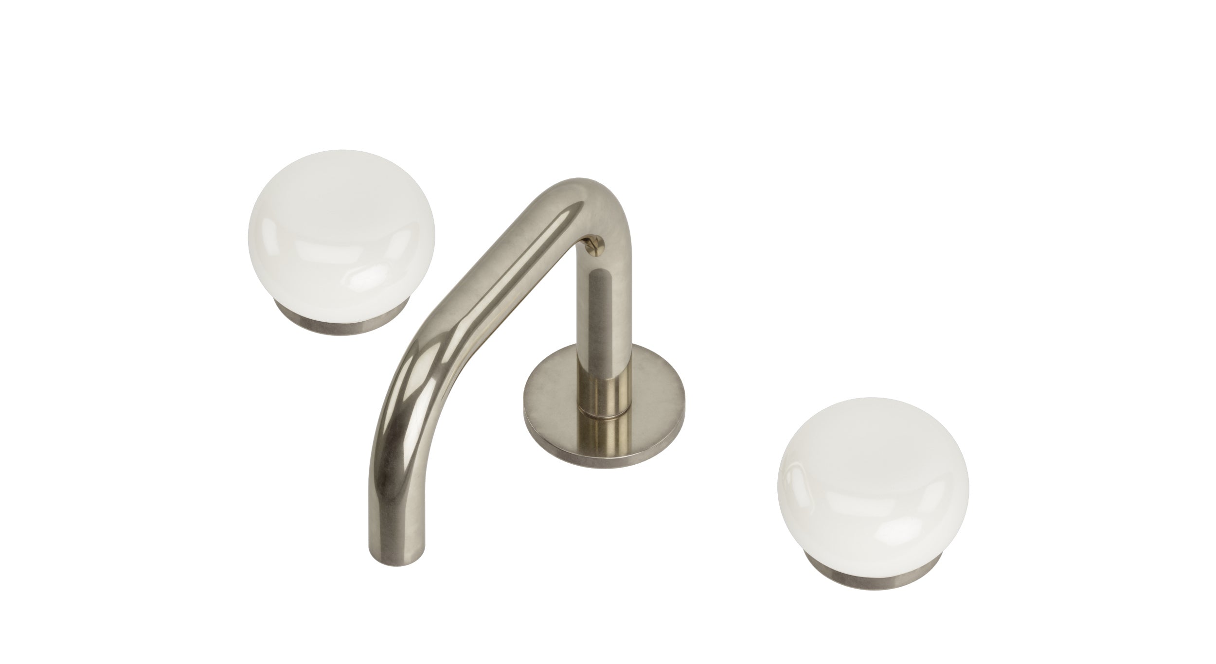 Foundry Two Handle Deck Mount Squaretop Lavatory Faucet with Pebble Ceramic Knob Handles in Oil Rubbed Bronze