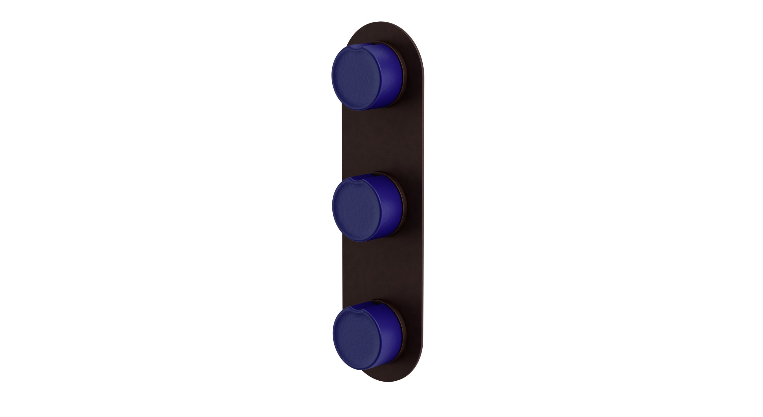 Foundry Three Handle Wall Mount Shower Trim with Groove Ceramic Knob Handles in Architectural Copper