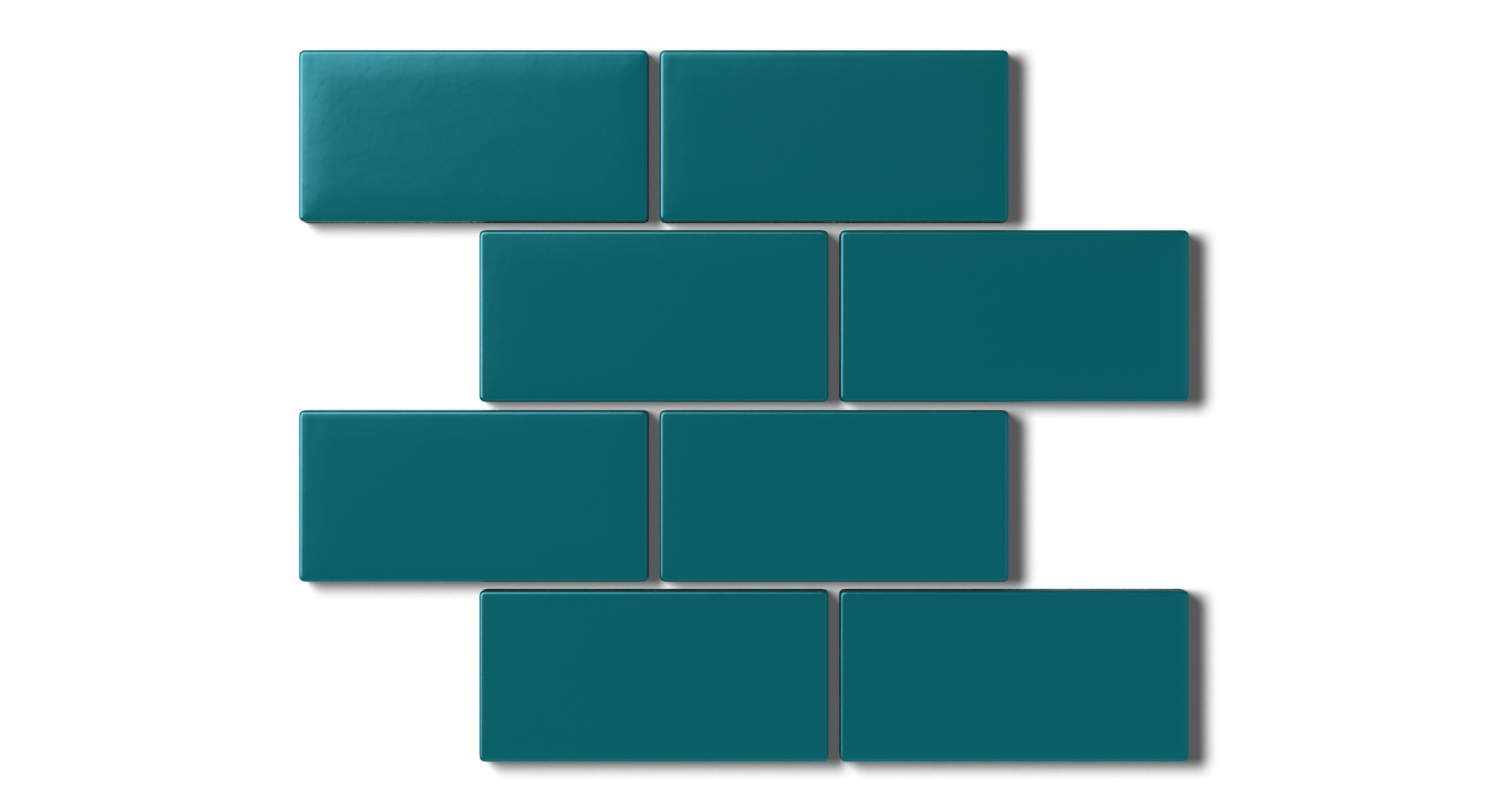 2x4 Half Offset Sheeted Natural Press Ceramic Mosaic Tile in Maya Blue Matte