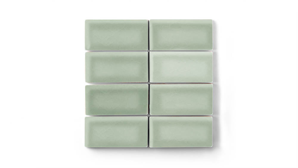 2x4 Straight Set Sheeted Original Ceramic Mosaic Tile in Rosemary Gloss